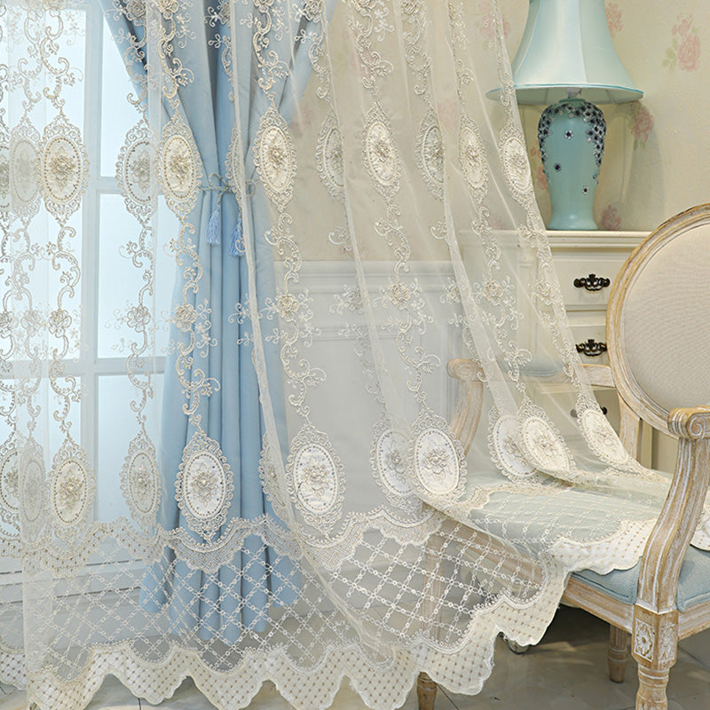 Galilea Two Layer French Style Embroidery Blackout Custom Curtains for Living Room & Bedroom - Elegant Window Treatment for Home Decor