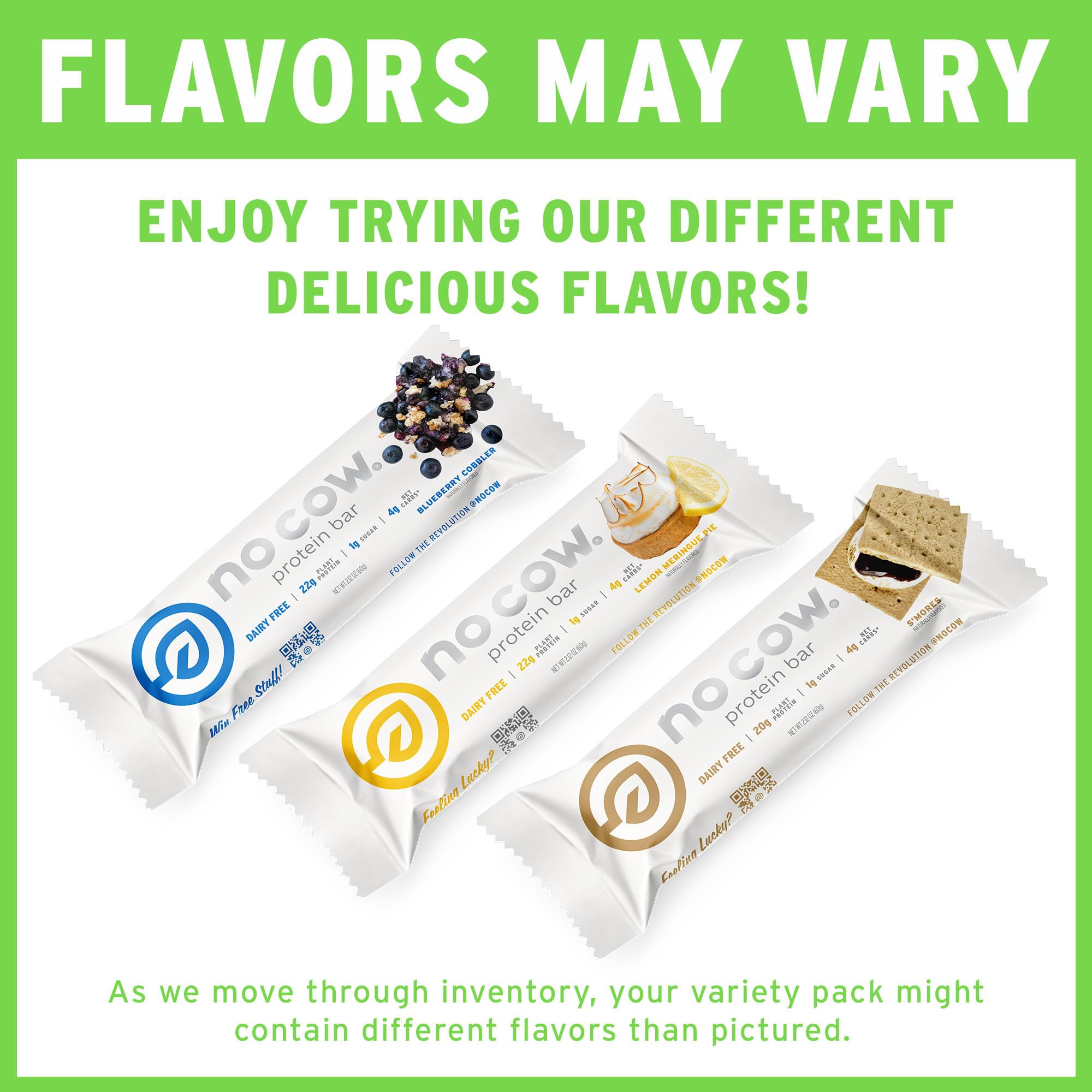 No Cow High Protein Bars, Dipped Variety Pack - 20g Vegan Protein, Low Sugar, Keto Friendly, Dairy & Gluten Free, High Fiber Healthy Snacks (12 Count) - Perfect for Workouts, Hiking & On-the-Go Nutrition