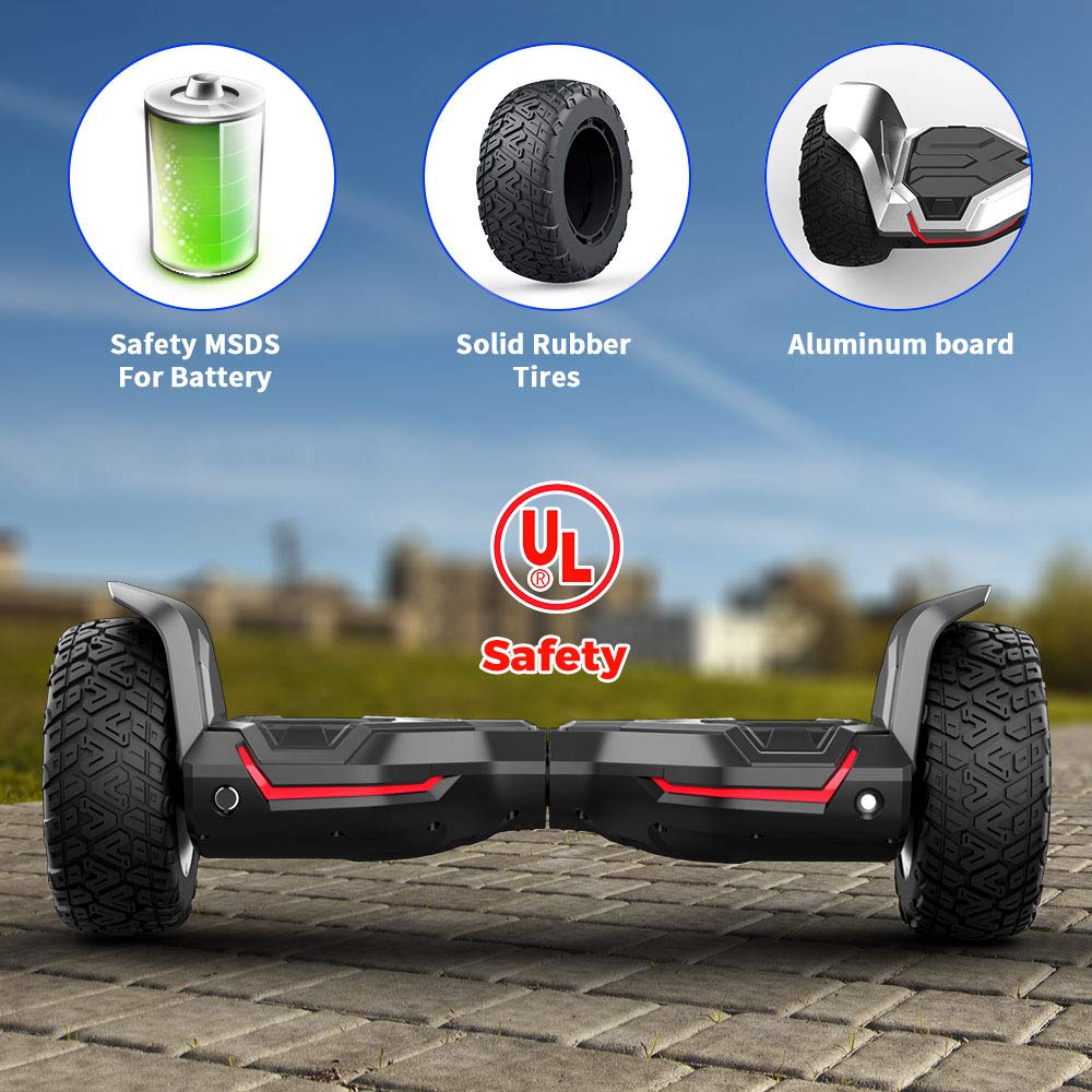 Warrior 8.5 Inch Off-Road All-Terrain Smart G2 Hoverboard with Bluetooth Speaker & LED Lights - Self Balancing Scooter for Kids & Adults (UL2272 Certified) - Perfect for Outdoor Adventures, Commuting & Fun Rides