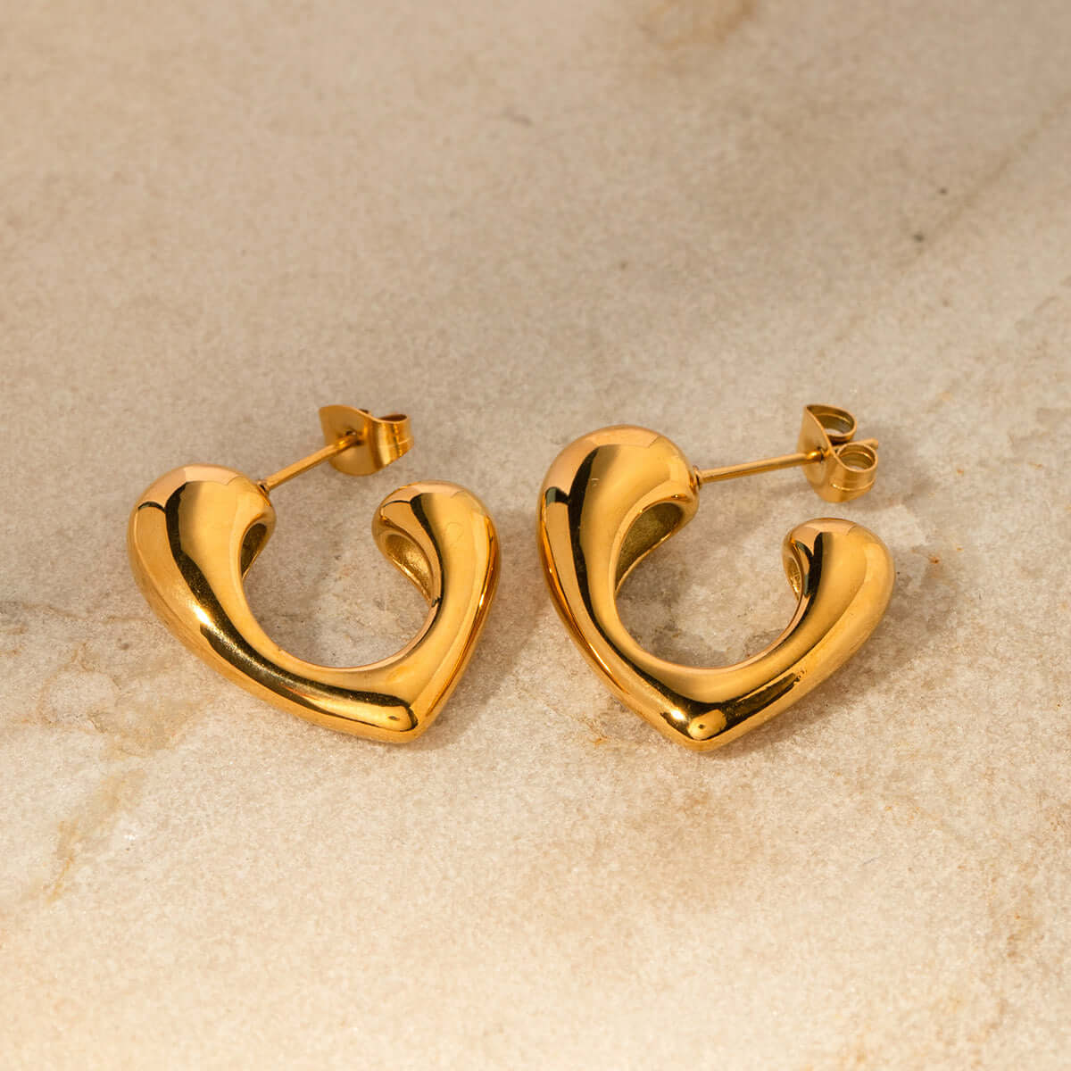 18K Gold Plated Heart U Hoop Earrings for Women - Elegant Valentine's Day Gift for Her | JDE082 | Perfect for Date Nights, Anniversaries and Romantic Occasions