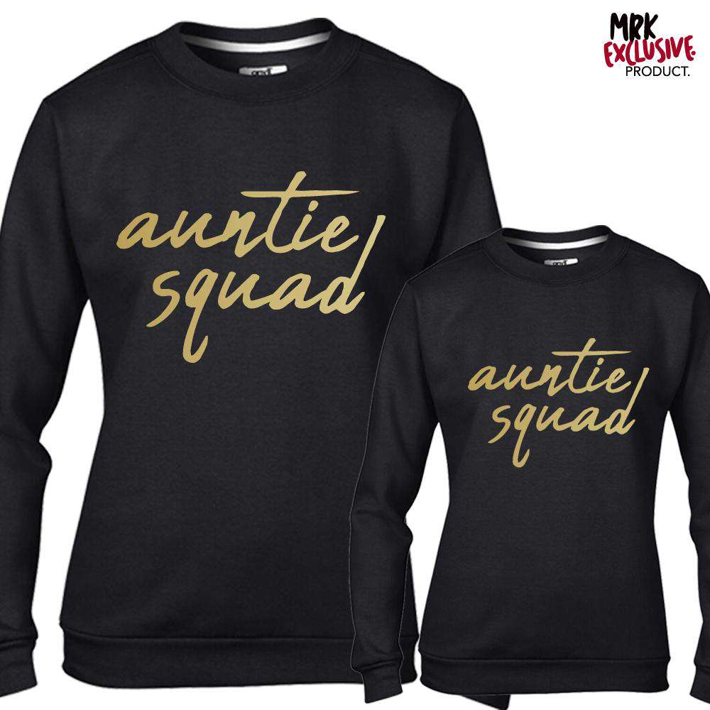 Auntie Squad Black and Gold Matching Sweaters for Women - MRK X Collection - Perfect for Family Photos, Christmas Gifts, and Holiday Parties