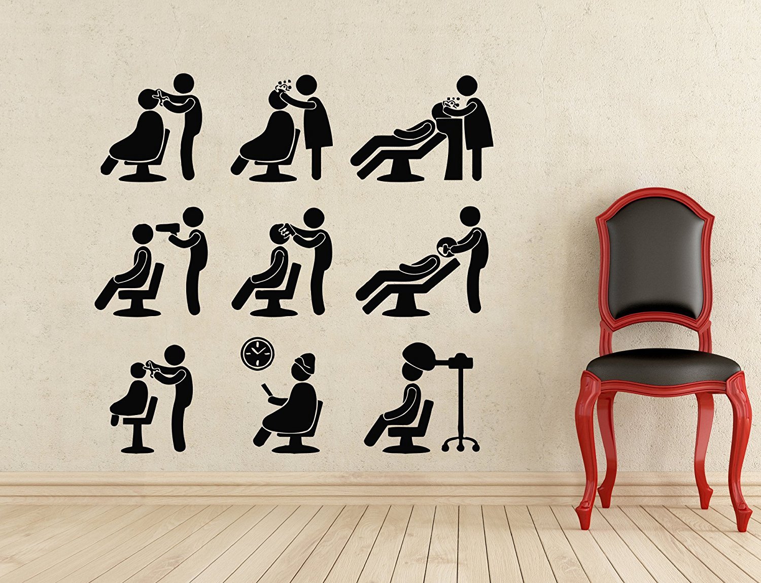 Barbershop Wall Decal Stickers - Removable Waterproof Vinyl Decals for Salon & Beauty Shop Decor - Perfect for Barbers, Hairdressers & Beauty Parlors