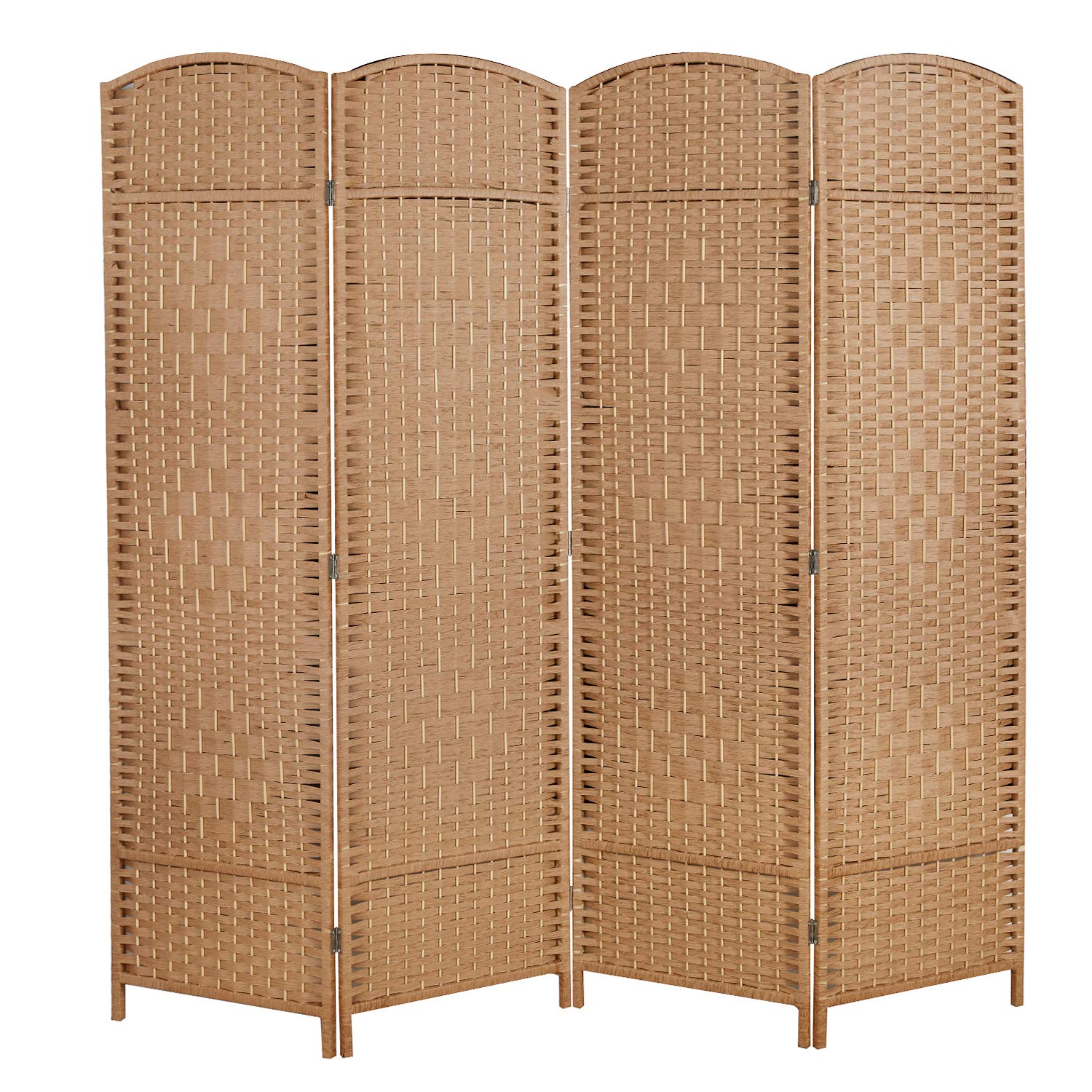 Cocosica 6 ft. Tall Folding Room Divider Privacy Screen - 4 Panel Freestanding Partition with Diamond Weave Fiber Design | Perfect for Home Office, Bedroom Separation, and Event Decoration