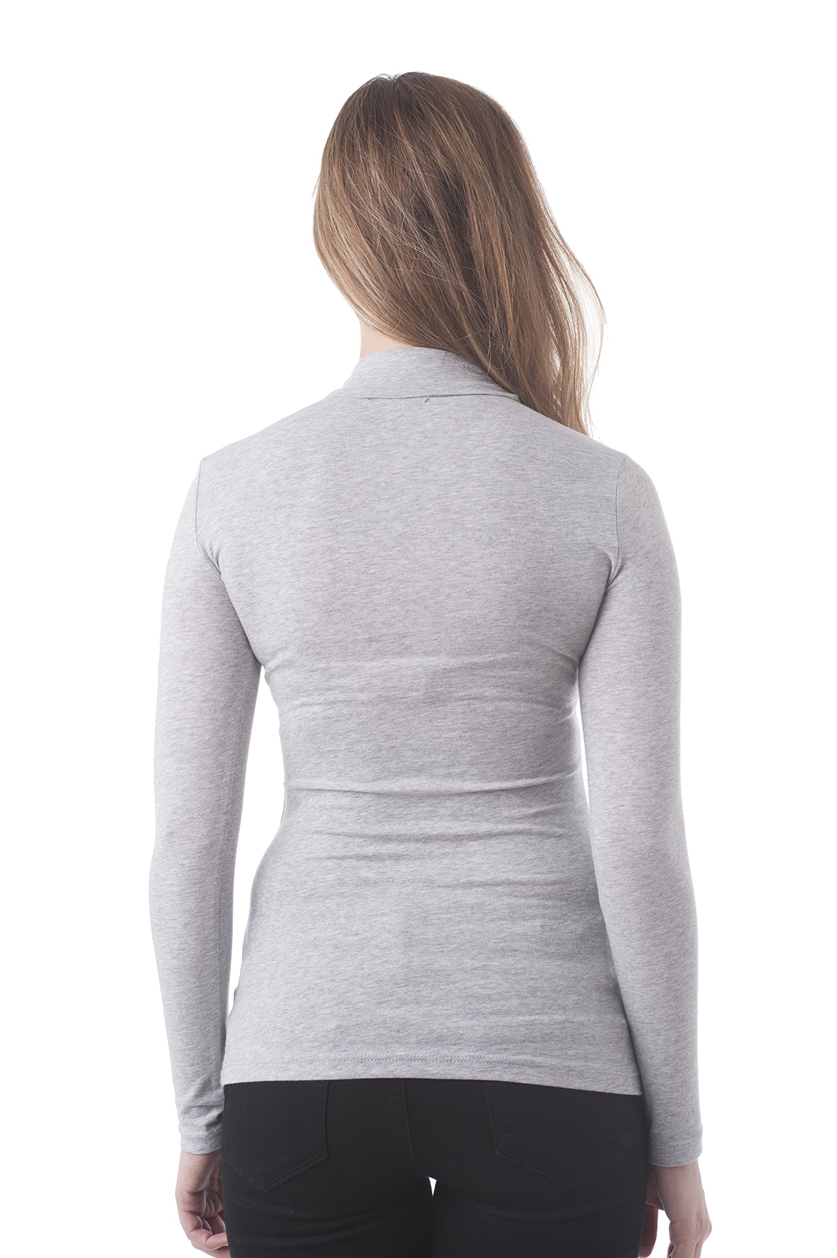 Women's Long Sleeve Plain Funnel Neck T-Shirt - Soft Stretch Casual Blouse for Work, Date & Everyday Wear