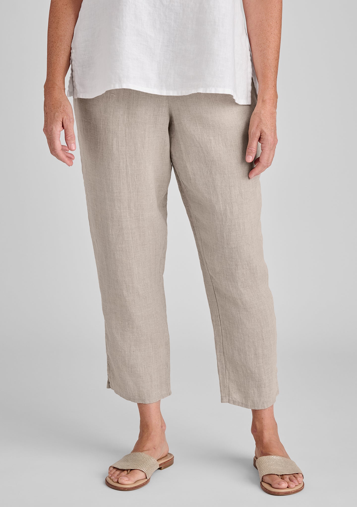 Breathable Linen Ankle Pants with Pockets - Women's High-Waisted Comfortable Work Pants for Office, Travel & Summer Outfits