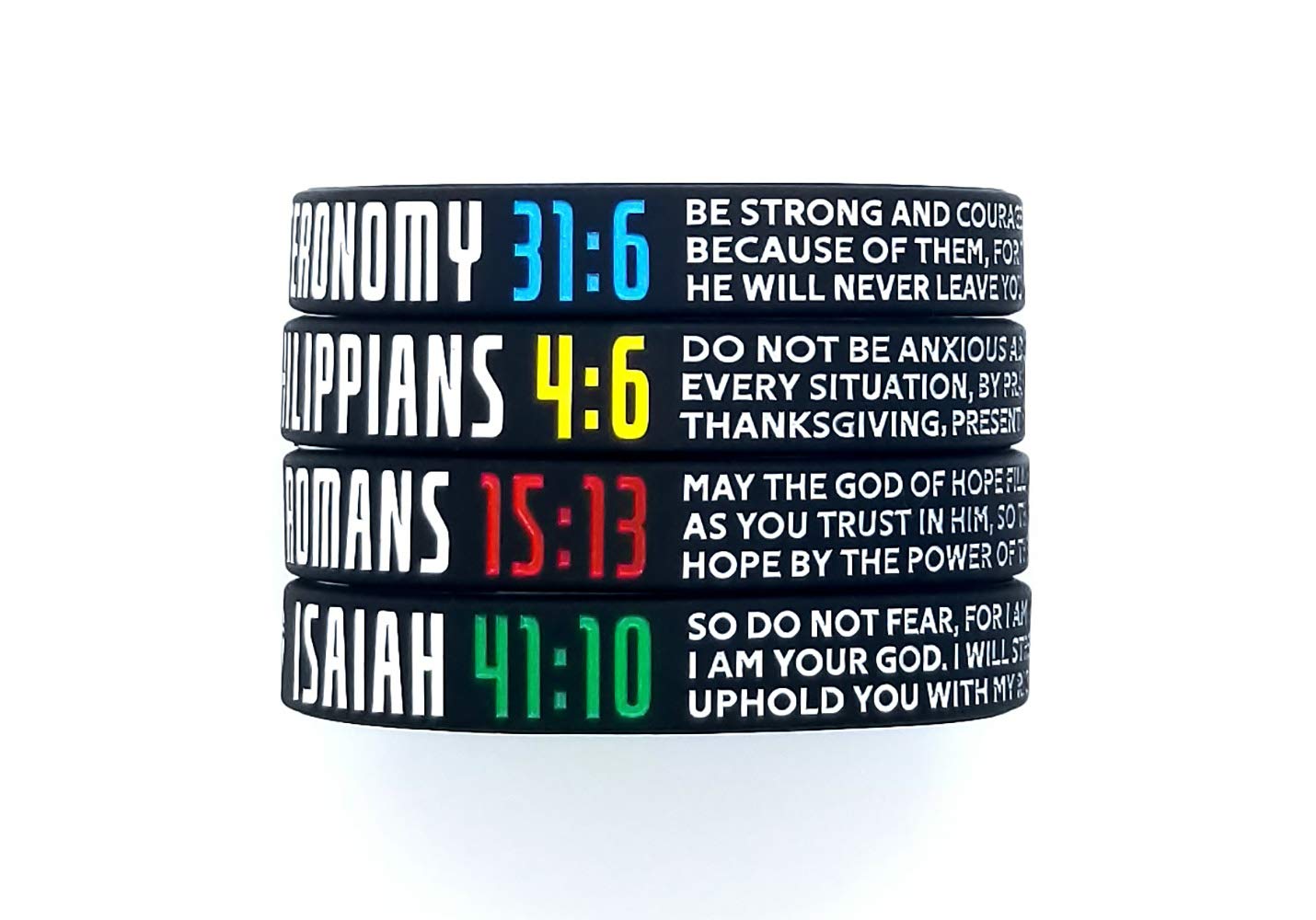 8-Pack Christian Bible Verses Silicone Bracelets - Religious Rubber Wristbands for Men & Women - Peace Strength Faith Joy Inspirational Gifts - Perfect for Church Groups, Bible Study & Daily Encouragement