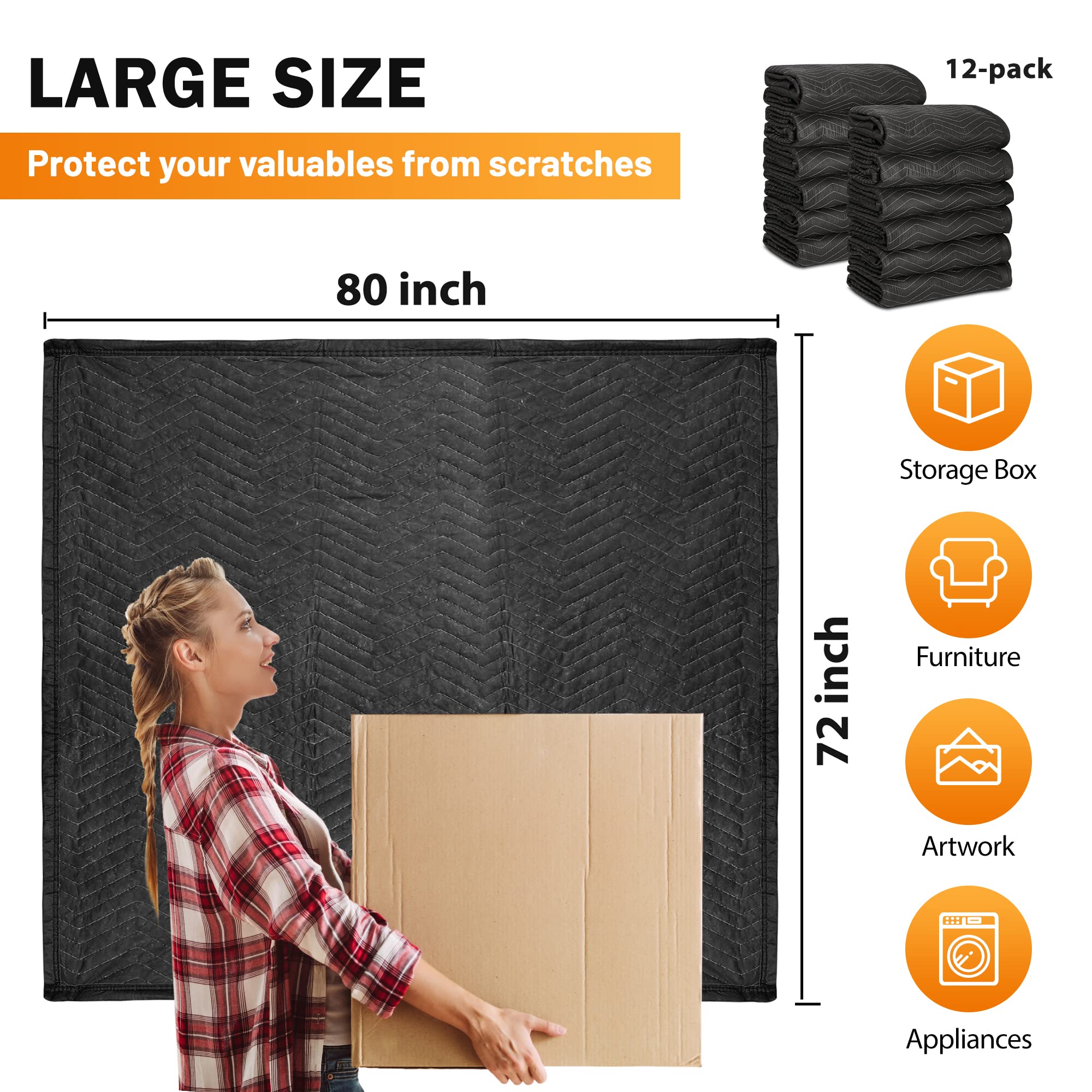 12 Heavy Duty Moving Packing Blankets 80