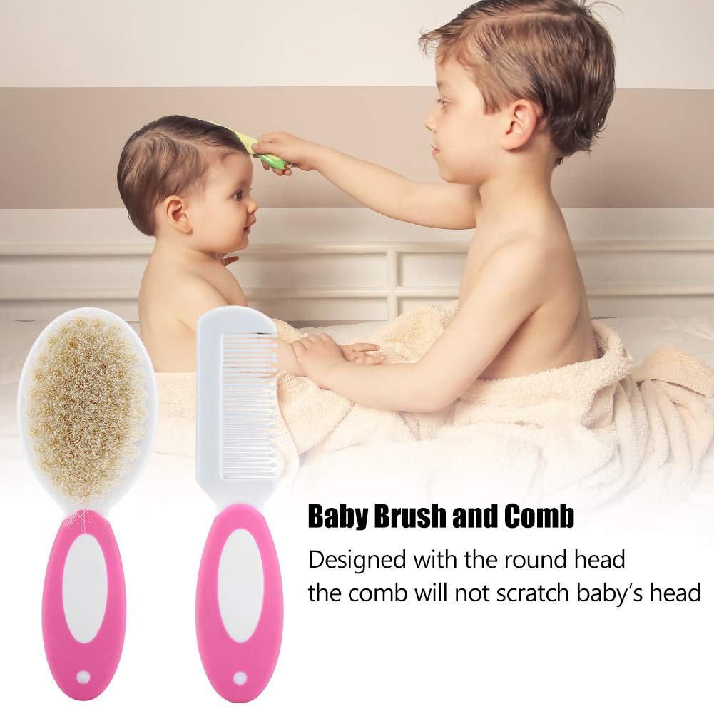 Garosa Baby Hair Brush & Comb Set - Soft Bristles for Newborns & Toddlers - Lightweight & Gentle for Daily Hair Care (Red) - Perfect for Home, Travel & Baby Grooming Kits