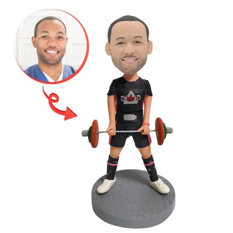 Custom Weightlifter Bobblehead - Personalized Gym & Fitness Gift for Athletes & Bodybuilders - Perfect for Workout Motivation, Sports Decor & Office Desk