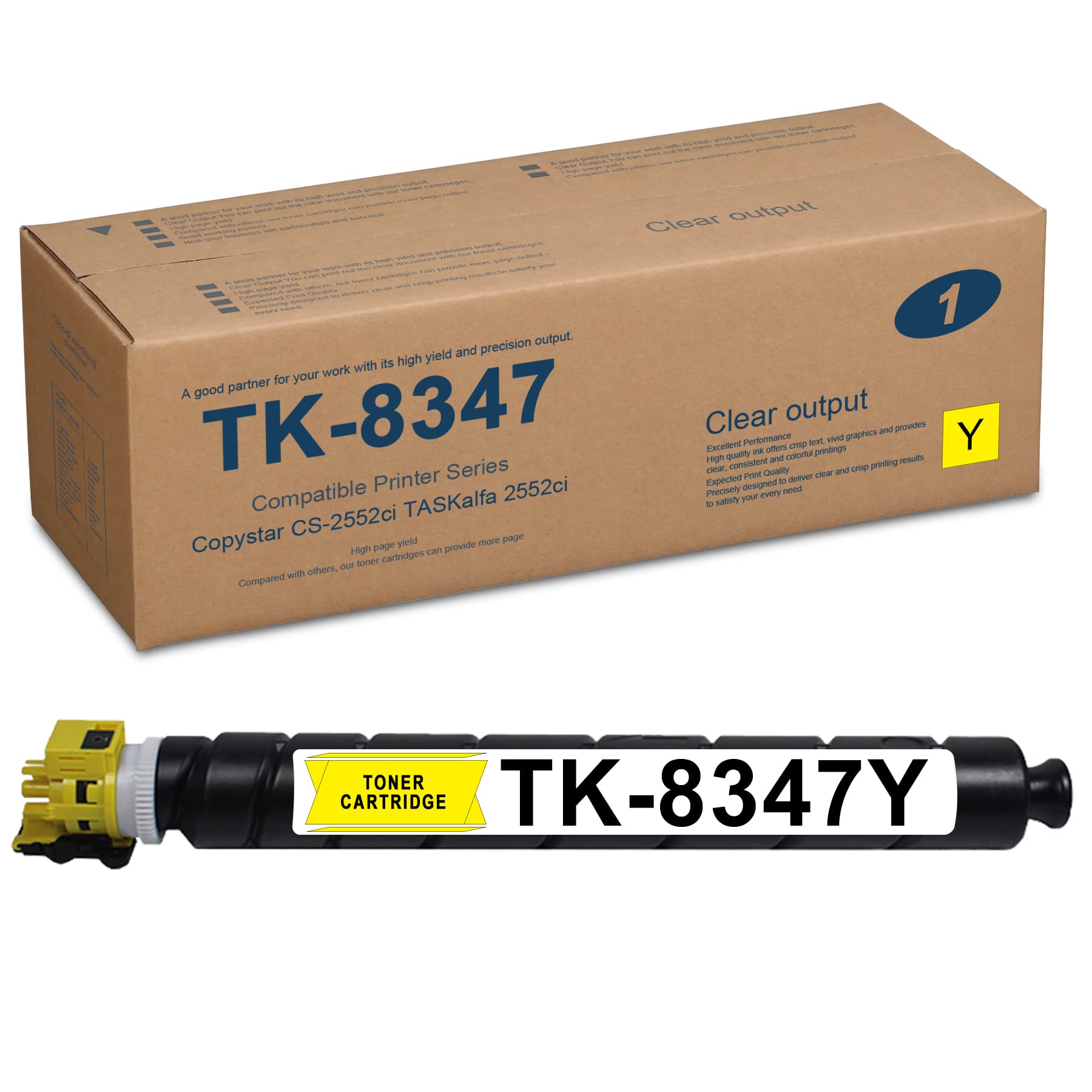 GULOYA High Yield Yellow Toner Cartridge Replacement for Kyocera Copystar CS-2552ci & TASKalfa 2553ci Printers - Compatible with TK-8347/TK-8347Y (1T02L7AUS0 Model) - 12,500 Page Yield at 5% Coverage - Ideal for Office Printing & High Volume Document Production