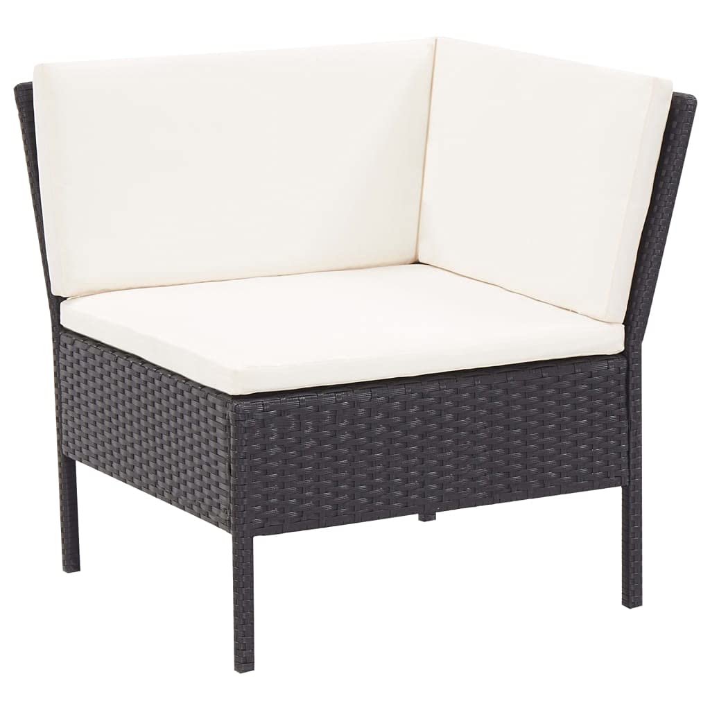 3-Piece Black Poly Rattan Garden Lounge Set with Cushions - Perfect for Patio, Backyard, Poolside & Outdoor Relaxation