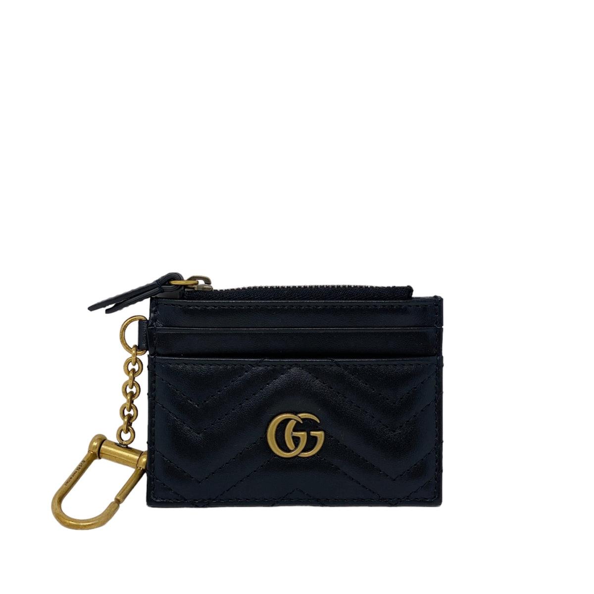 Gucci GG Marmont Leather Keychain Card Holder Wallet - Stylish & Compact for Everyday Use, Travel & Gifts