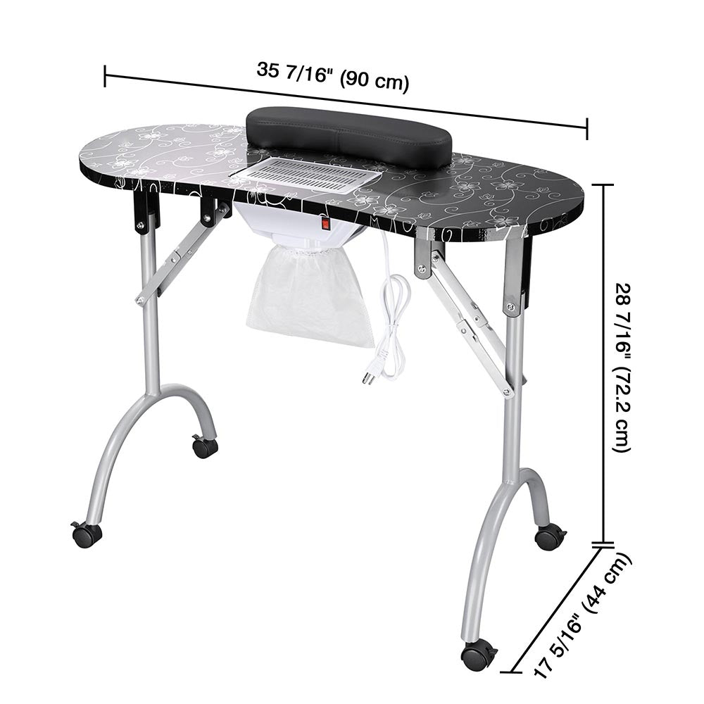 Foldable Mobile Nail Table with Dust Collector - Portable Manicure Station for Home & Salon Use - Perfect for Nail Technicians & DIY Nail Art at Home