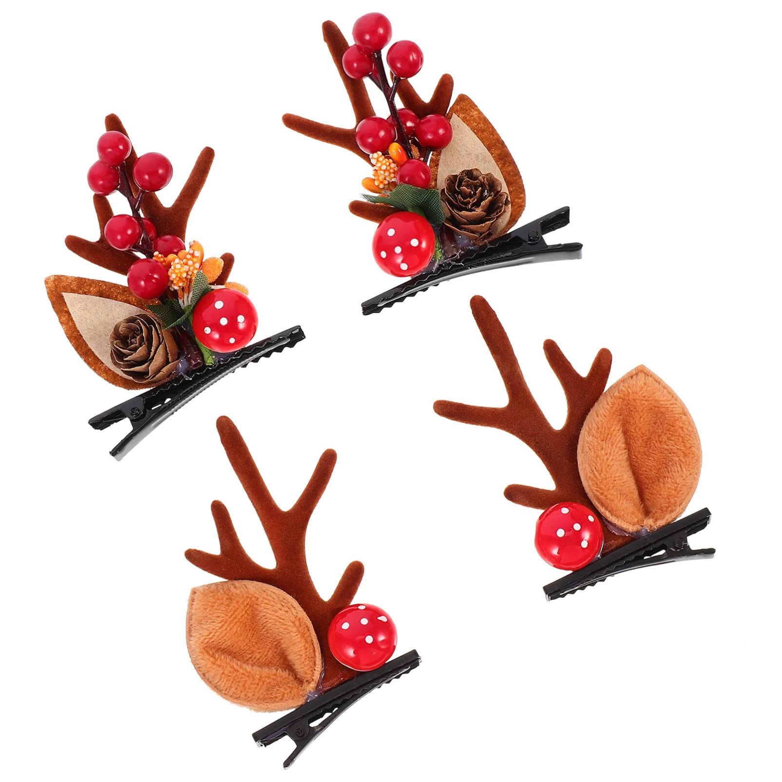 PRETYZOOM 2 Pairs Christmas Deer Antler Hair Clips for Kids - Cute Animal Horn Hair Barrettes for Girls, Festive Holiday Hair Accessories for Christmas Parties & Costumes