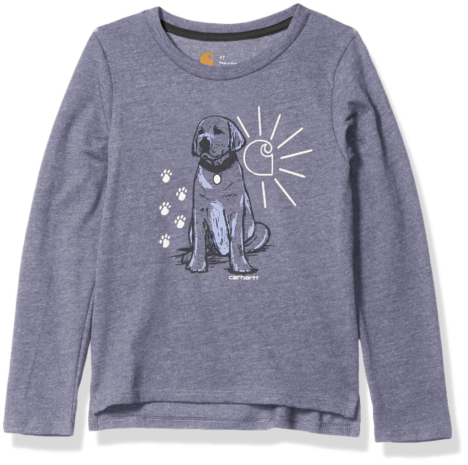 Carhartt Girls' Long Sleeve Graphic T-Shirt - Soft Cotton Tee with Fun Prints for School, Play & Everyday Wear