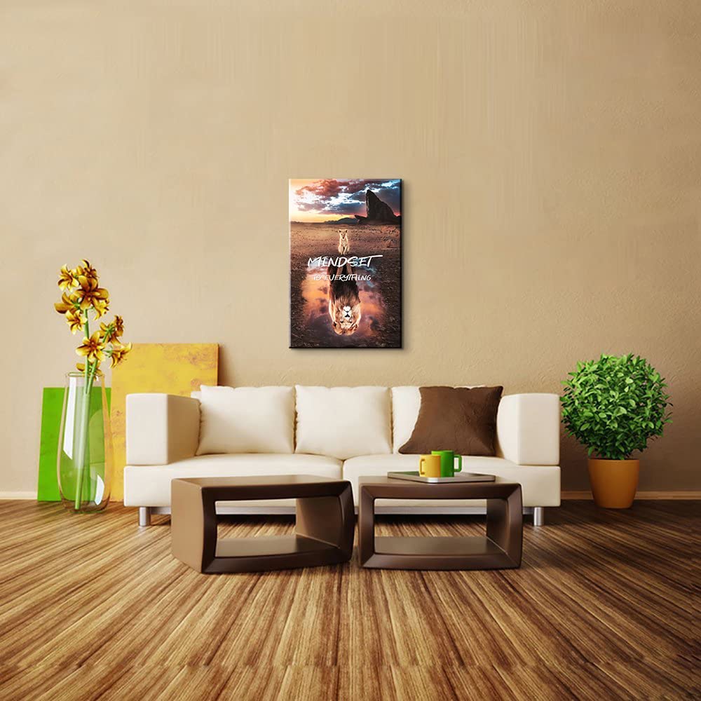 Motivational Wall Art - Mindset is Everything Poster, Positive Quote Canvas Print for Office & Classroom Decor (12''Wx18''H) - Perfect for Home Office, School, Gym & Workspace Inspiration