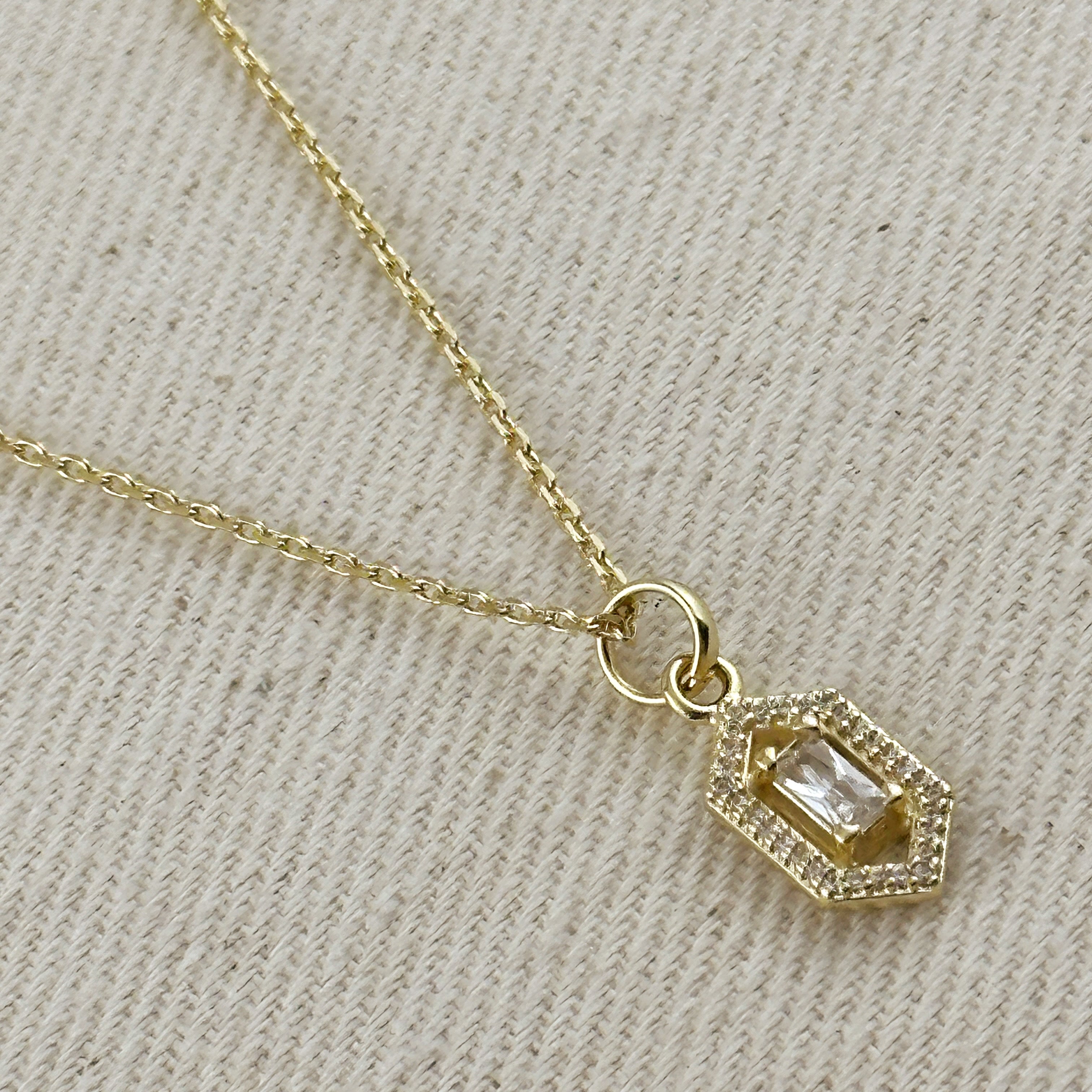 18K Gold Filled Baguette Pendant Necklace for Women - Elegant Layering Jewelry for Everyday Wear, Gift Giving & Special Occasions