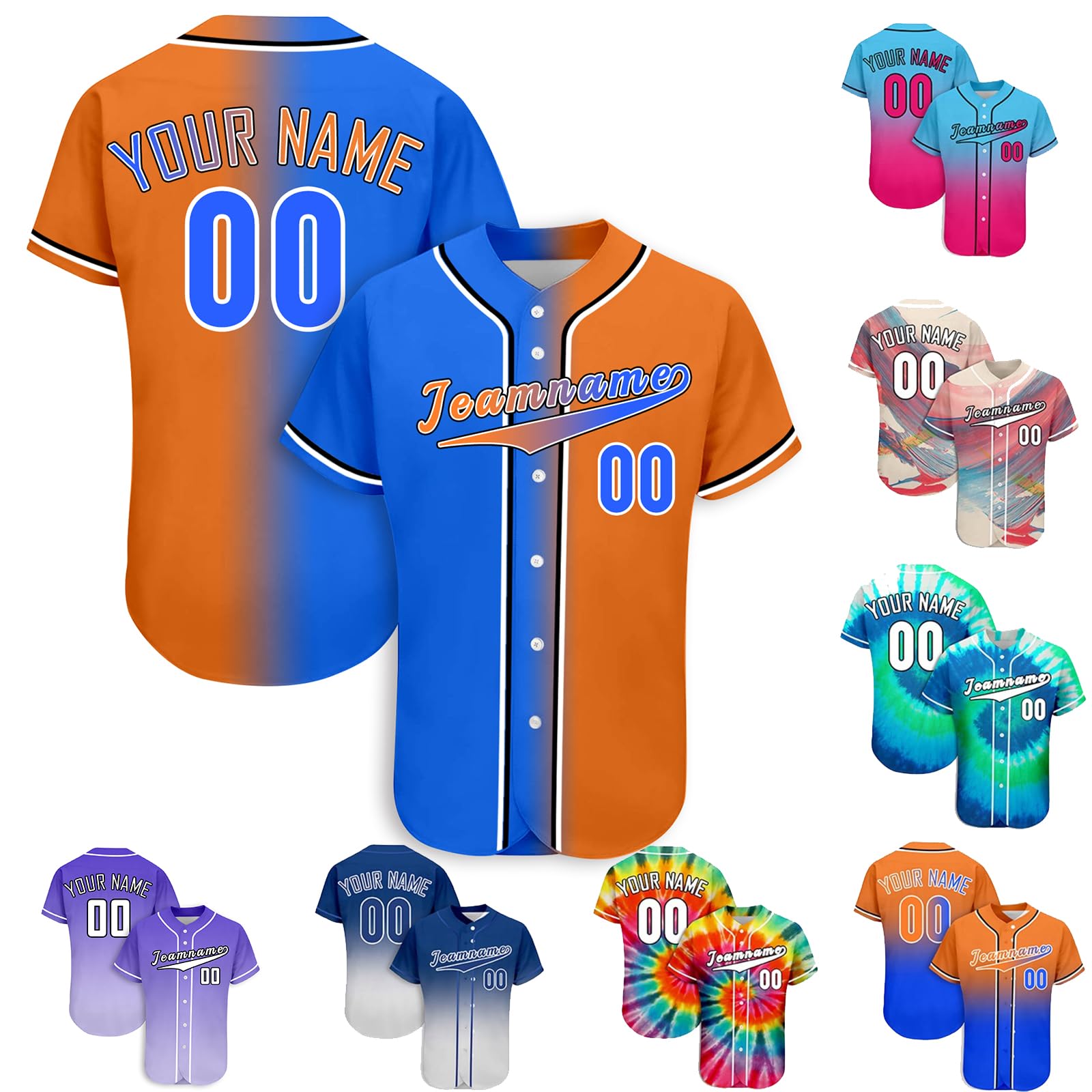 Custom Personalized Baseball Jerseys for Men, Women & Kids - Button Down Sports Tee with Name & Number Printing - Perfect for Team Uniforms, Fan Gear & Game Day Outfits