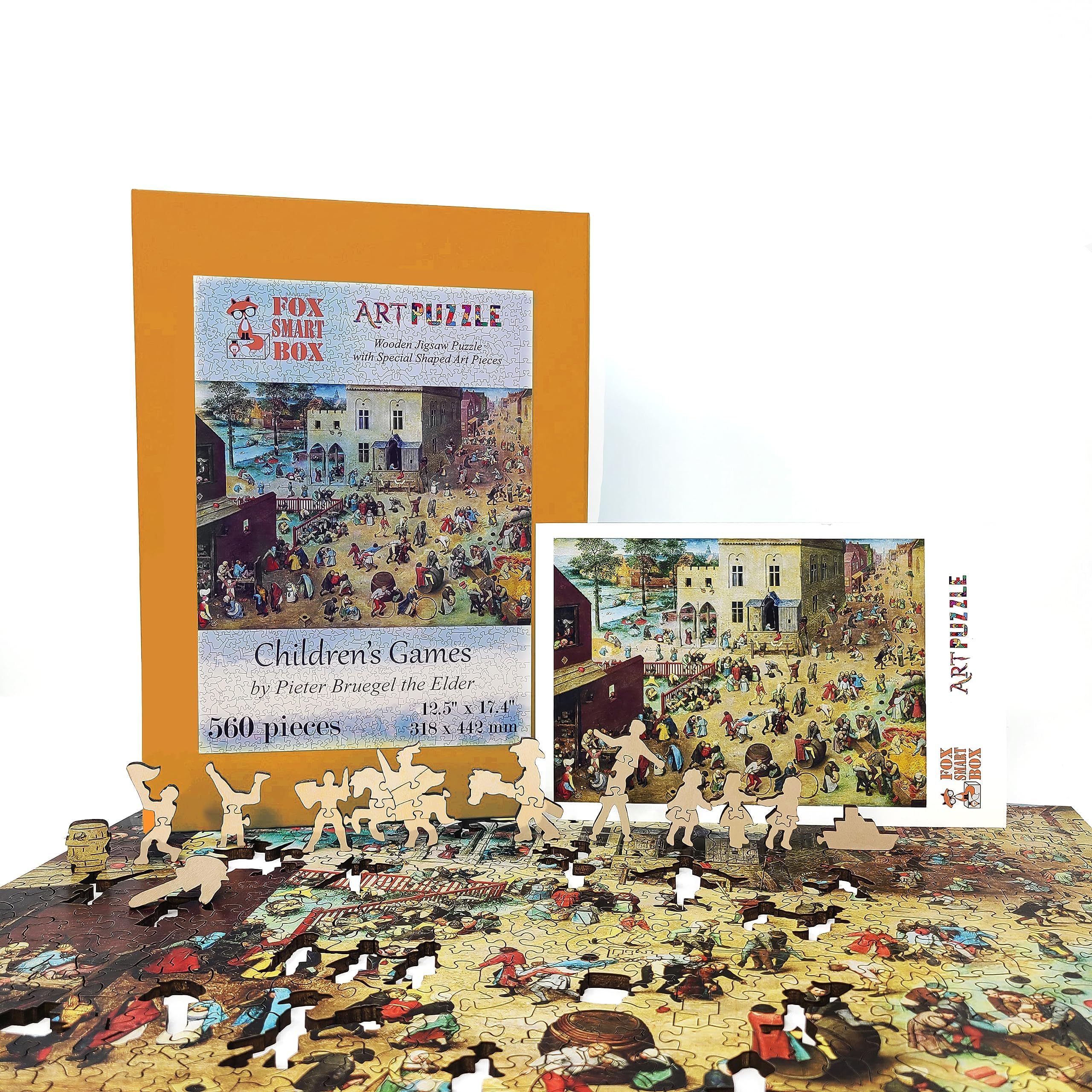 Premium 560-Piece Wooden Jigsaw Puzzle for Adults - Unique Shaped Pieces - Made in USA by FoxSmartBox - Challenging Brain Teaser & Family Game Night Activity - Perfect for Stress Relief, Cognitive Training & Parent-Child Bonding