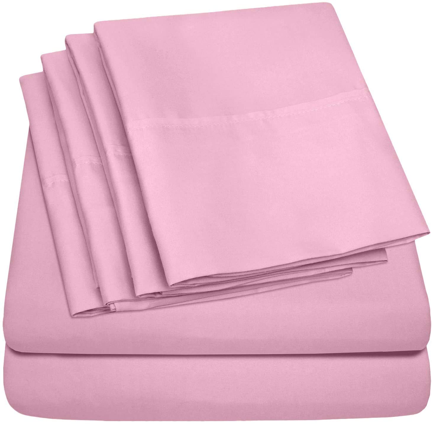 400 Thread Count Full Size Cotton Sheet Set - 6 Piece Deep Pocket Bed Sheets for Full Size Mattress | Soft Breathable Bedding for Home, Hotel & Guest Room (Pink)