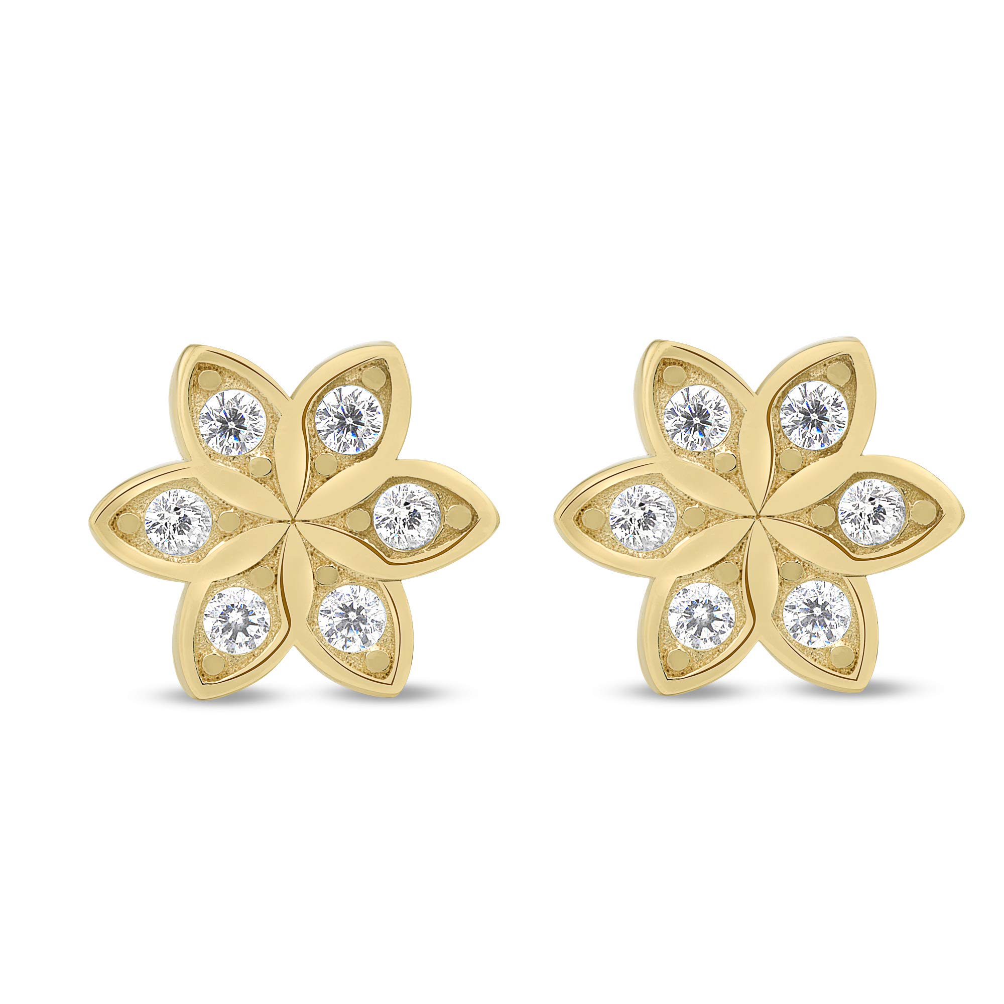 14K Yellow Gold CZ Stud Earrings for Women & Girls - Hypoallergenic Tiny Earrings for Sensitive Ears - Elegant Minimalist Jewelry for Everyday Wear, Gifts & Special Occasions