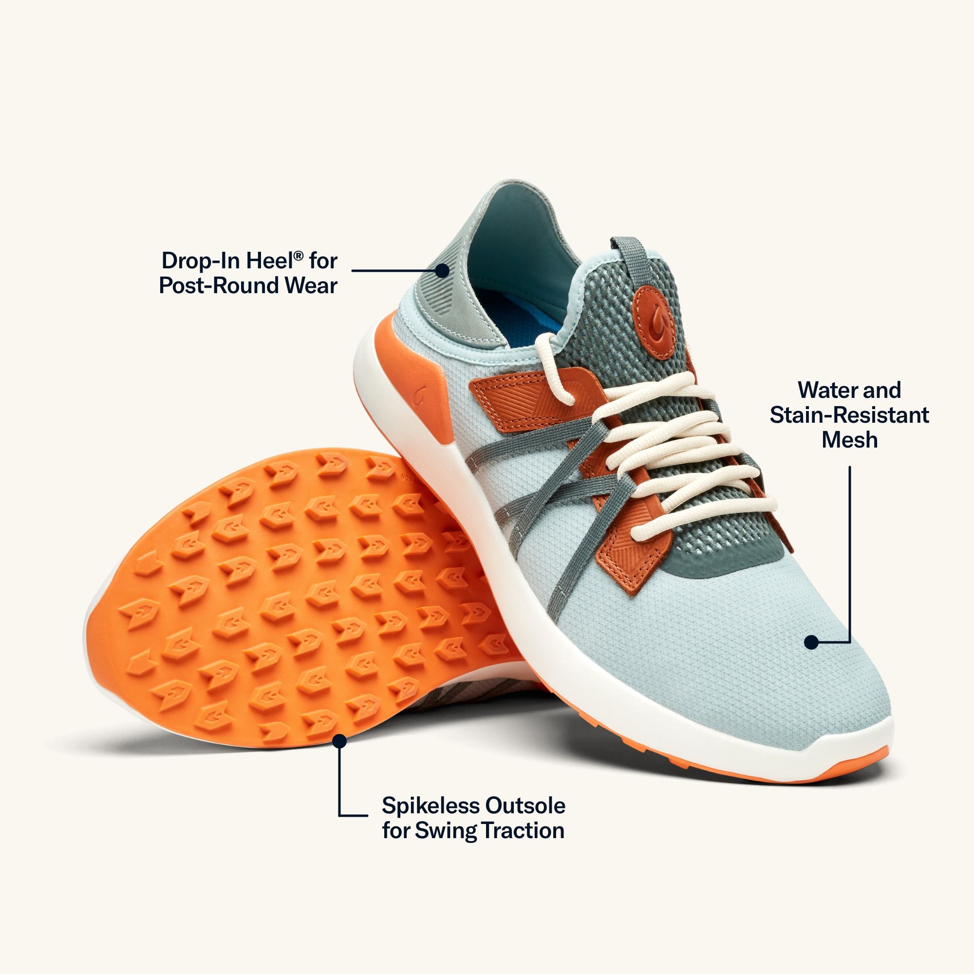Manele Women's Sandals - Pale Moss & Molten Orange Colors | Comfortable Summer Beach Shoes for Outdoor Walking and Vacation