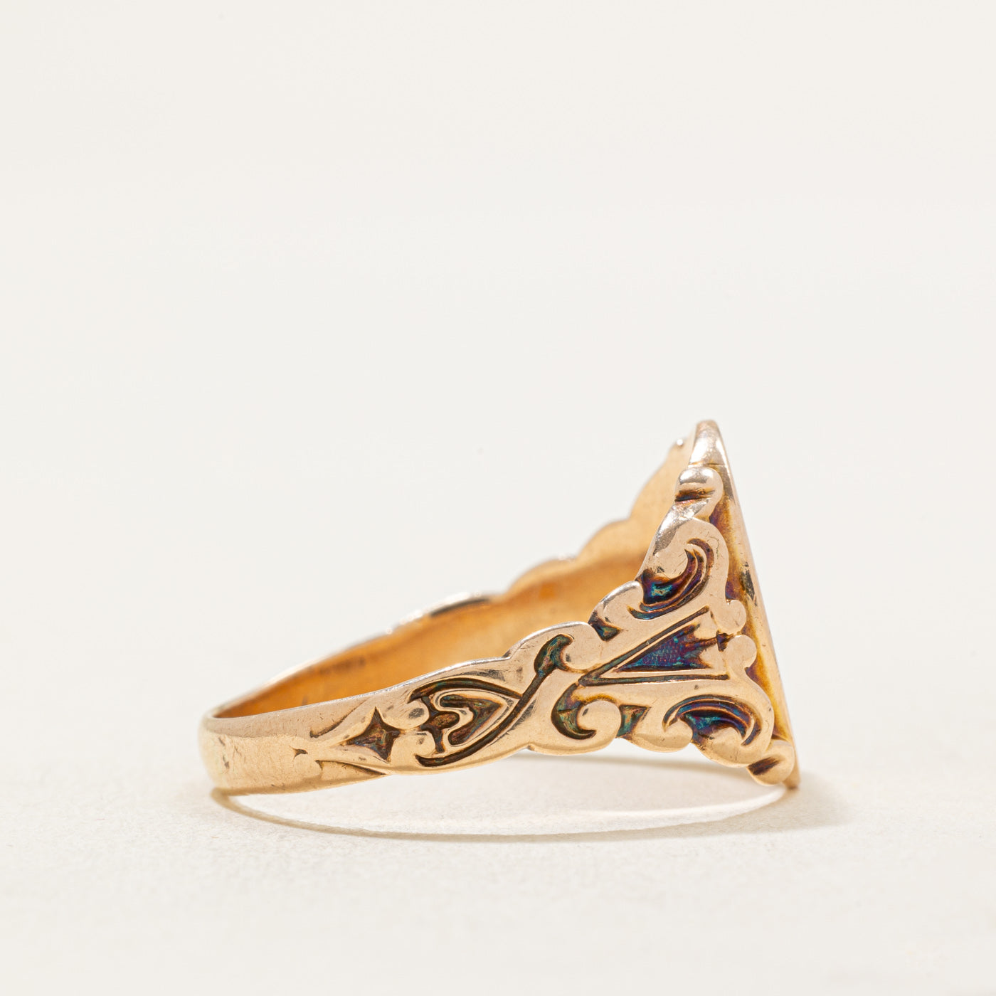 10K Yellow Gold Signet Ring for Men - Size 11, Classic Engraved Pinky Ring, Durable & Hypoallergenic - Perfect for Gifts, Weddings & Everyday Elegance