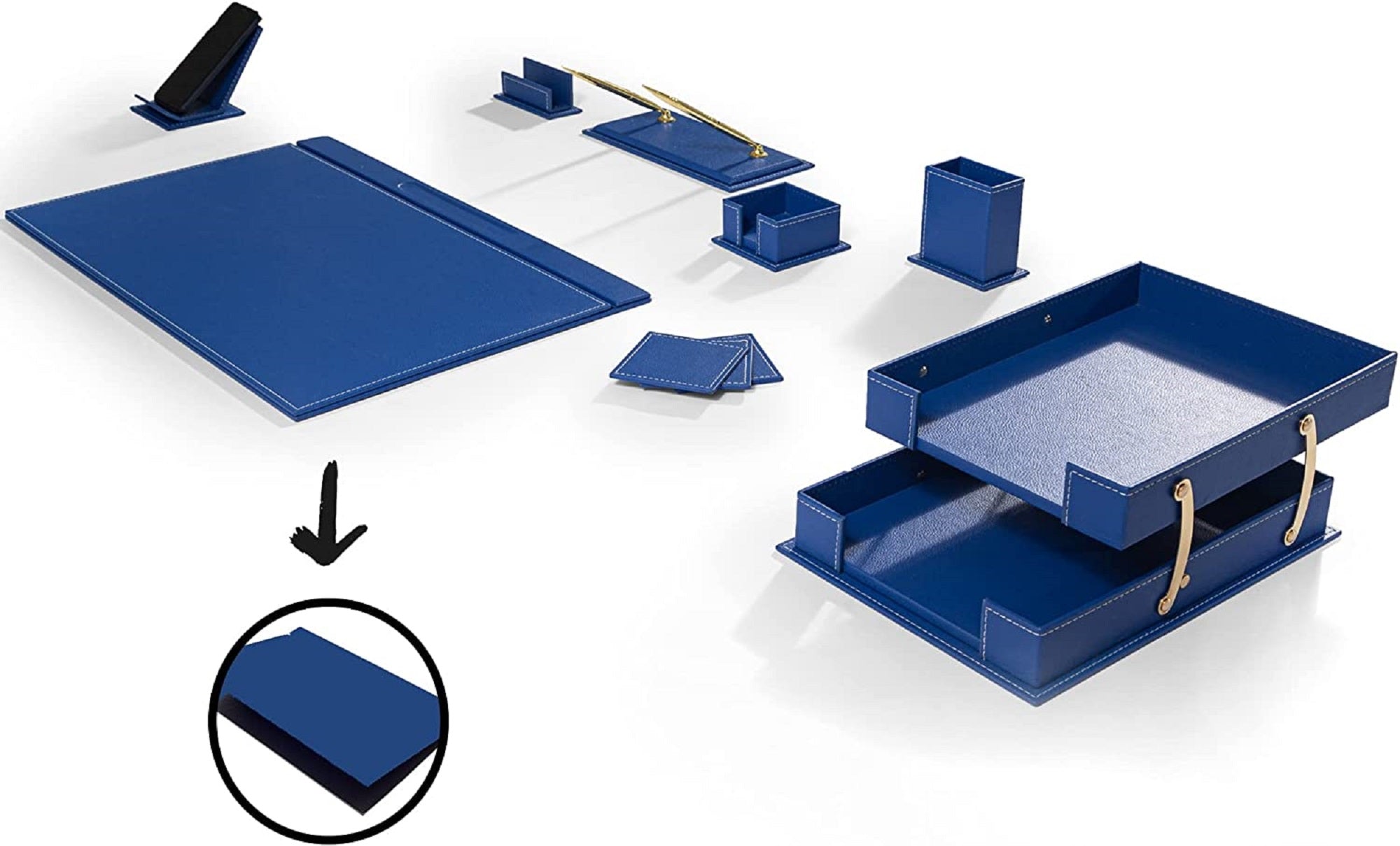 MOOG Classic Desk Organizer Set - 12 Piece Blue Office Supplies for Desk Organization | Perfect for Home Office, School, and Workspace Storage Solutions
