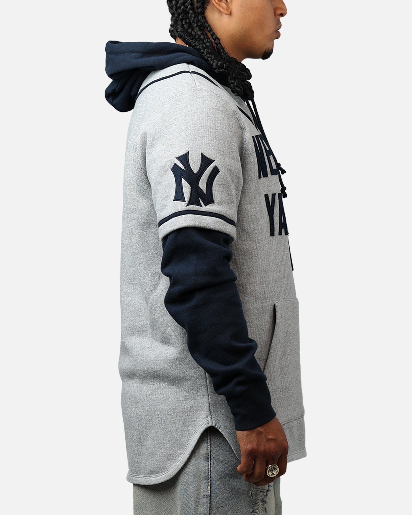47 Brand New York Yankees Game Hoodie Grey/Navy - Men's Baseball Fan Hooded Sweatshirt for Game Day & Casual Wear