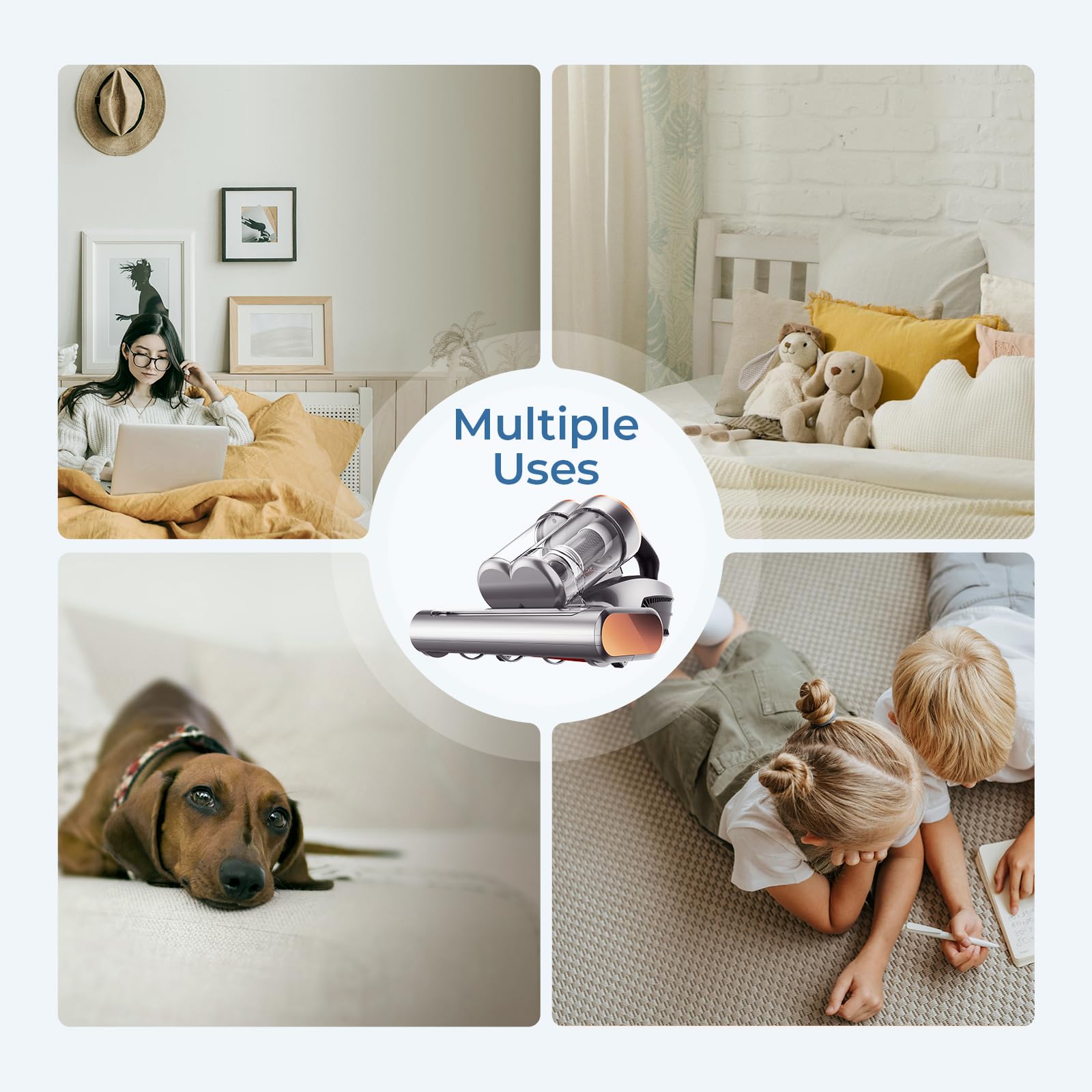 **500W 13KPa Powerful Bed Vacuum Cleaner with UV Sterilization, Ultrasonic & High Heat - Anti-Allergen Dust Sensor Mattress Vacuum for Deep Cleaning (S300 Pro, Corded) - Perfect for Allergy Relief, Pet Hair Removal & Home Sanitization**