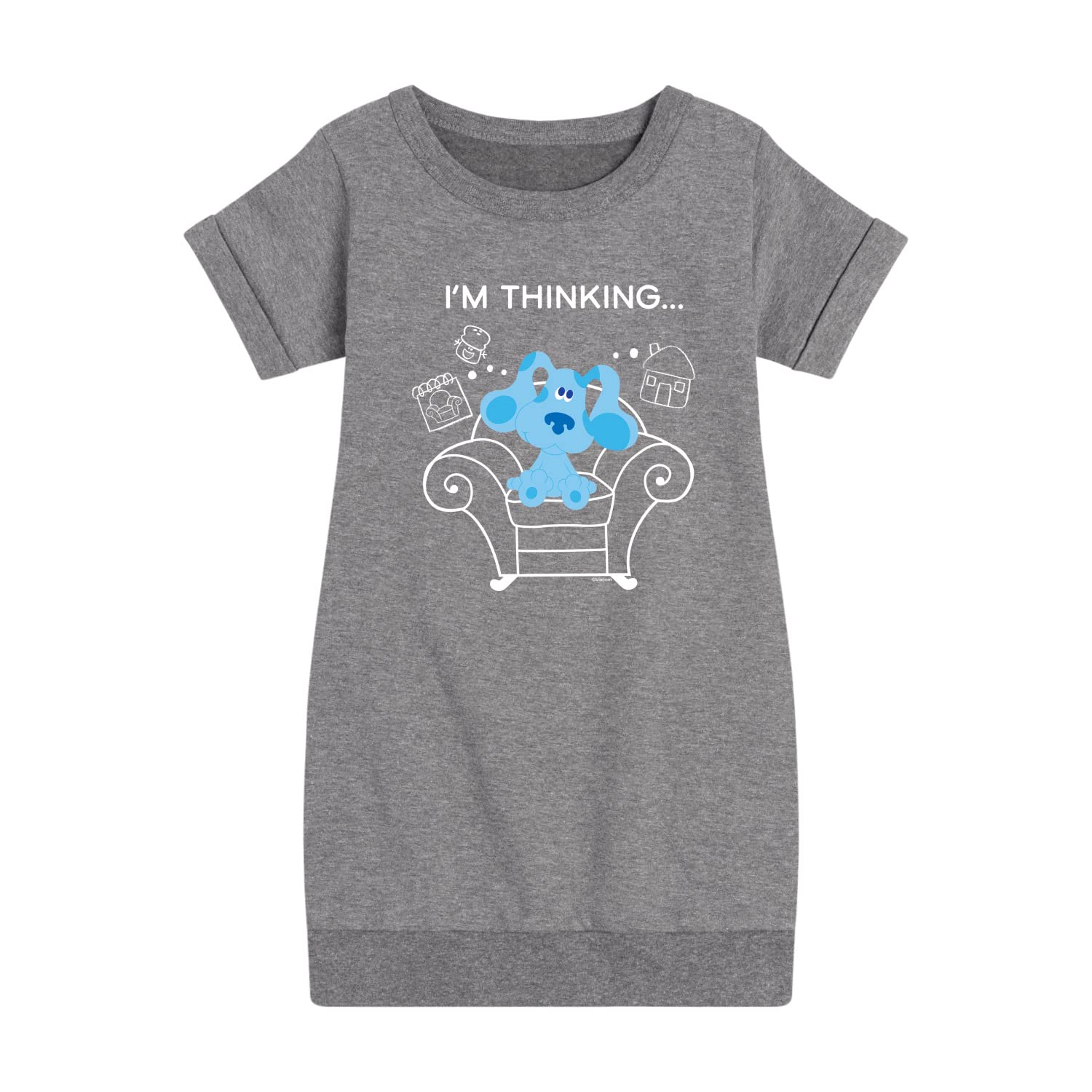 HYBRID APPAREL Blue's Clues & You! Fleece Dress for Toddler & Youth Girls - Blue's Thinking Chair Inspired Outfit - Cozy Playtime & Casual Wear