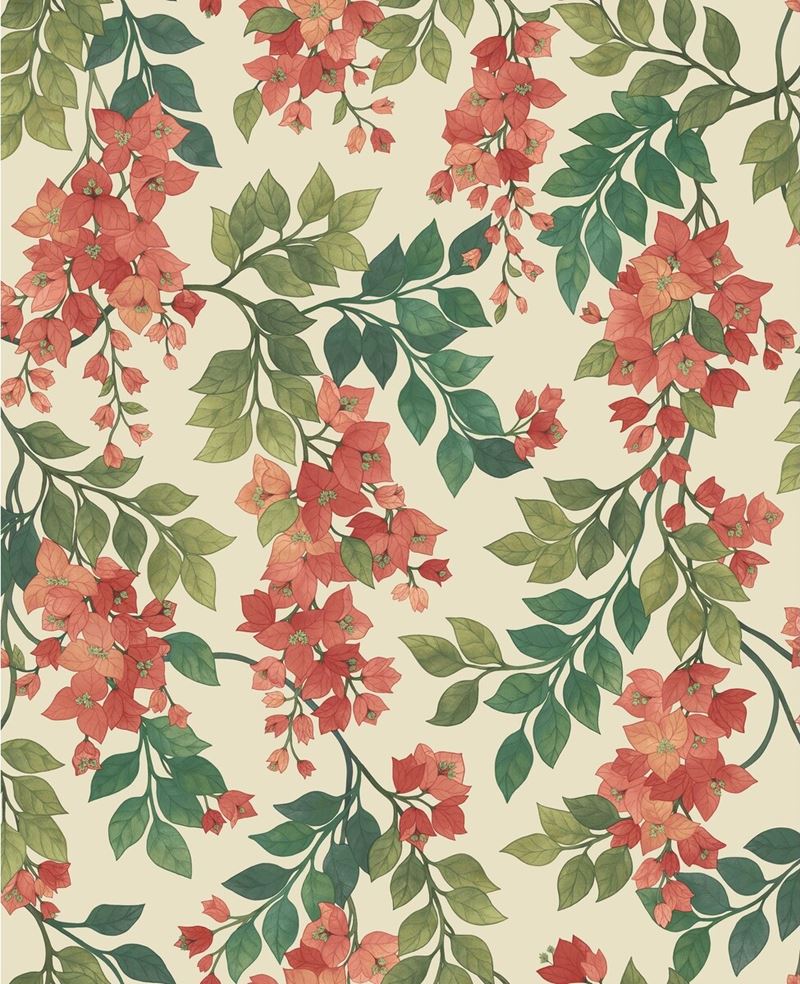 Cole and Son Bougainvillea Red Botanical Wallpaper - Premium Floral Design for Living Room, Bedroom & Dining Room Decor