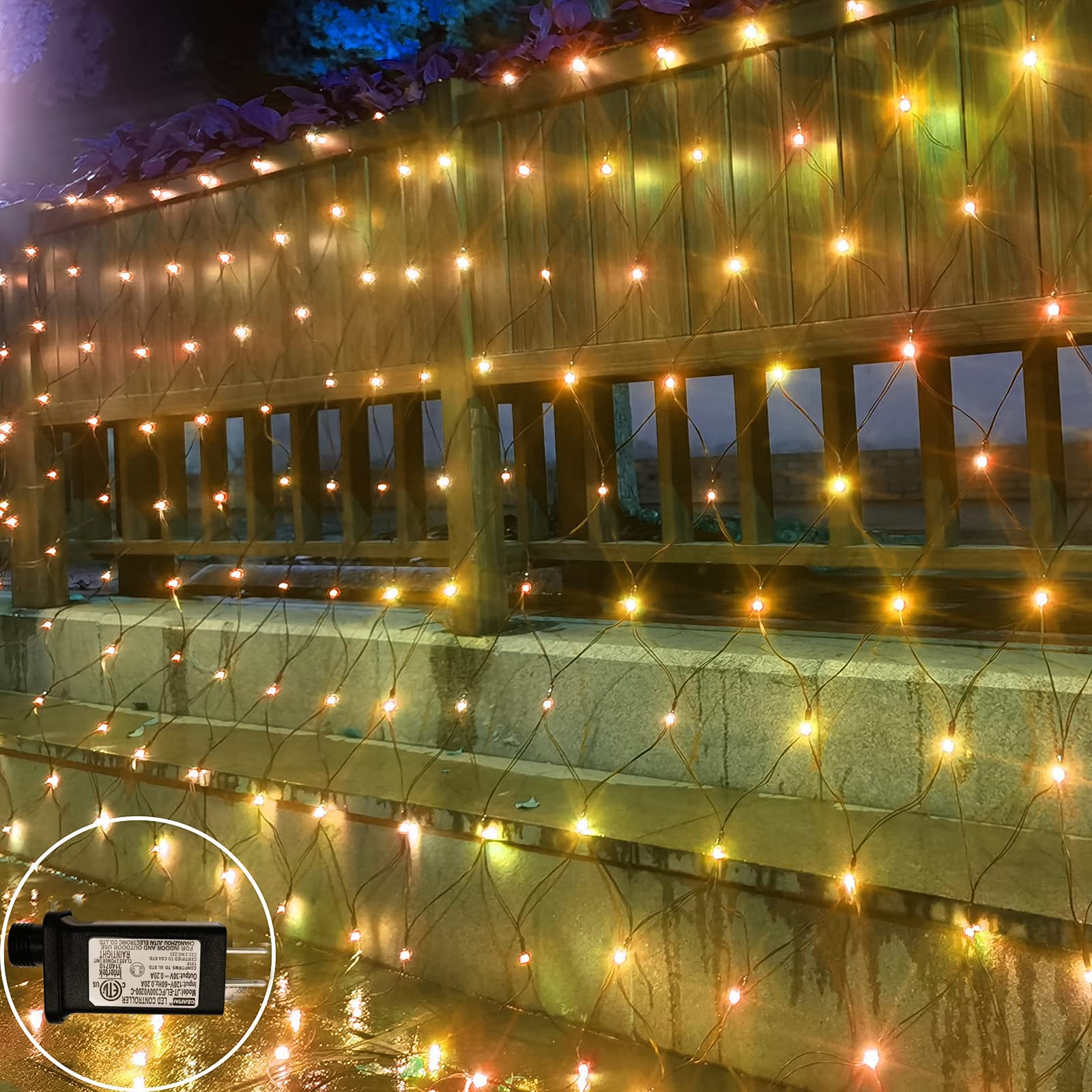 300LED Connectable Christmas Net Lights - 14.8ft x 5ft Outdoor Waterproof Mesh String Lights with 8 Lighting Modes for Holiday Decorations - Perfect for Xmas Trees, Bushes, Garden, Wedding & Party Decor (Warm White)