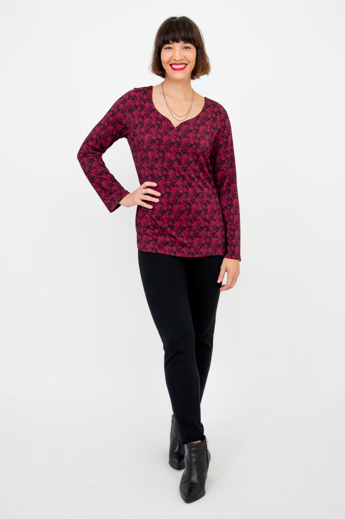 Annette Long Sleeve Top - Soft Bamboo Fabric, Elegant Bazar Style for Women - Perfect for Casual Wear, Office Outfits & Layering