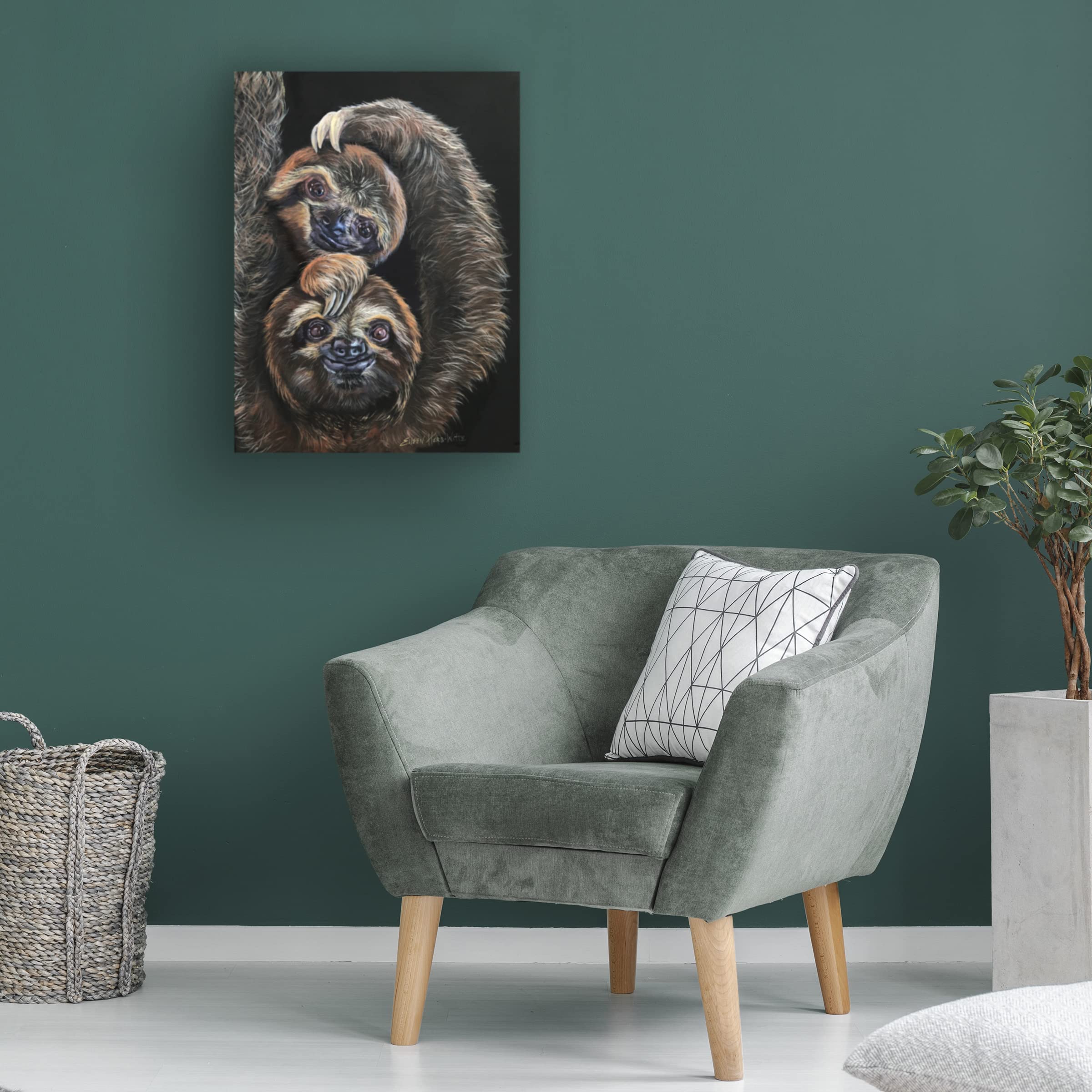 Happy Sloths Canvas Wall Art by Eileen Herb-Witte - Vibrant Animal Print for Living Room, Bedroom & Nursery Decor - Perfect Gift for Animal Lovers