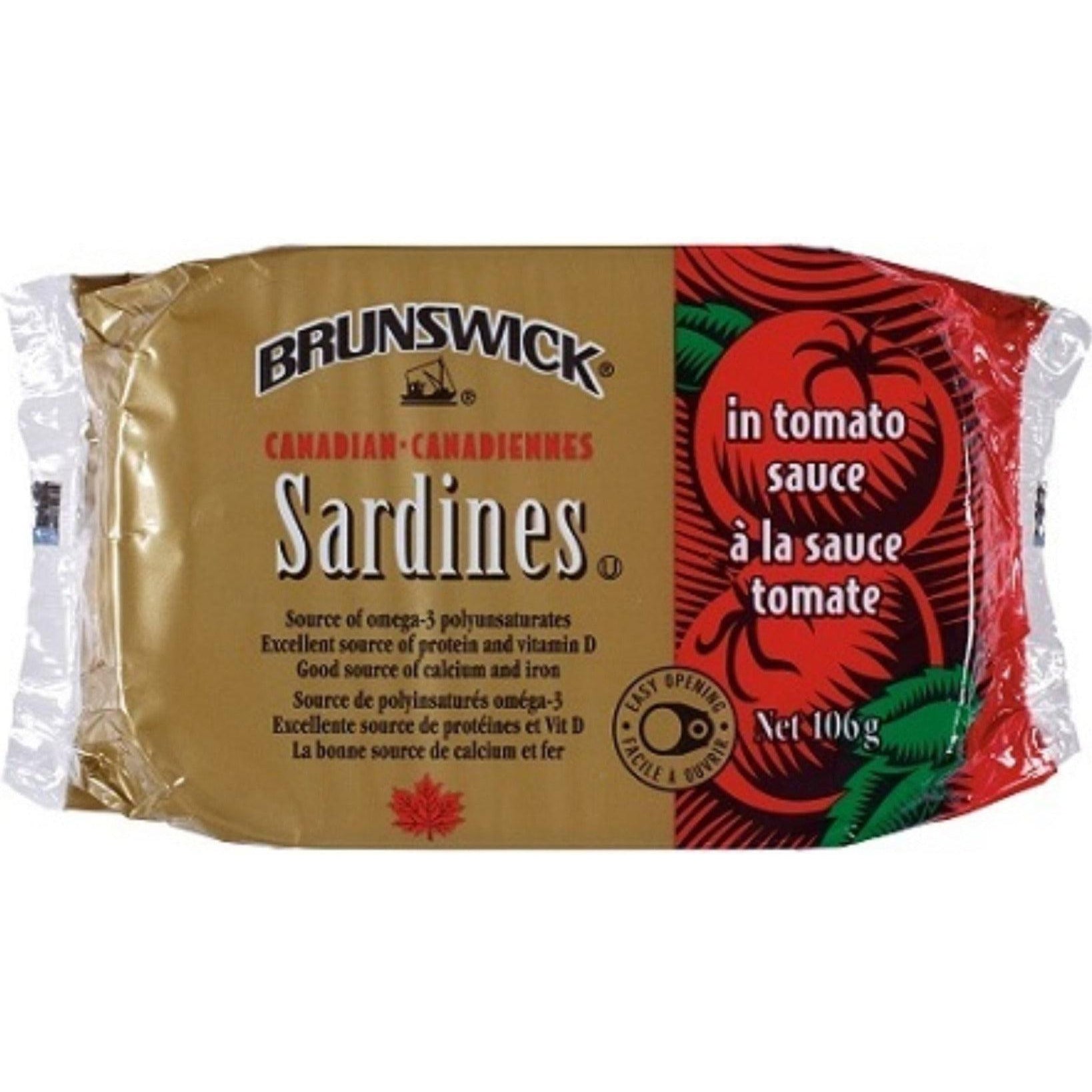 Brunswick Sardines in Tomato Sauce - Premium Canned Fish, High in Protein & Omega-3 - Perfect for Salads, Pasta & Quick Meals