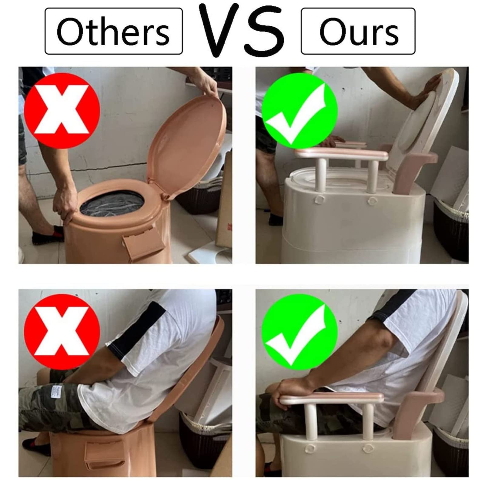 LXBH Heavy Duty Bariatric Commode Chair 500 lbs Capacity - Extra Wide Bedside Toilet with Padded Seat & Back Support - Stand Alone & Over-The-Toilet Commode (White/Gray) - Ideal for Elderly Care, Post-Surgery Recovery & Home Healthcare