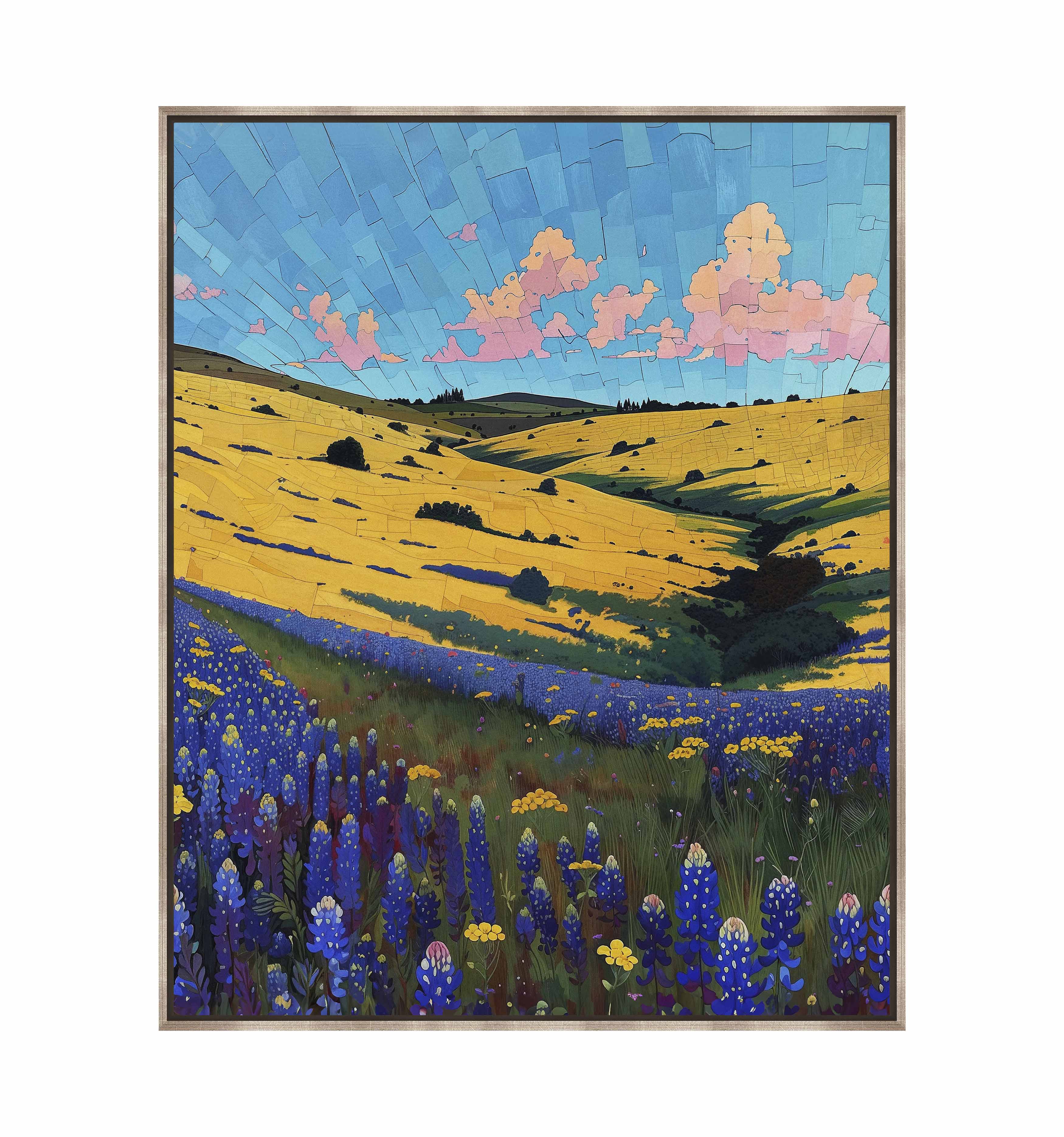 Bluebonnet Breeze I Gallery Wrapped Canvas Print - Vibrant Floral Wall Art for Living Room, Bedroom & Office Decor