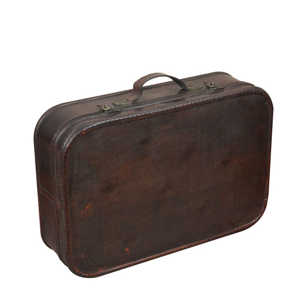 Vintage Wooden Suitcase with Lock - 40x27x11.5cm Brown Storage Box for Jewelry, Documents & Photography Props | Perfect for Home Decor, Travel Accessories & Vintage Themed Events