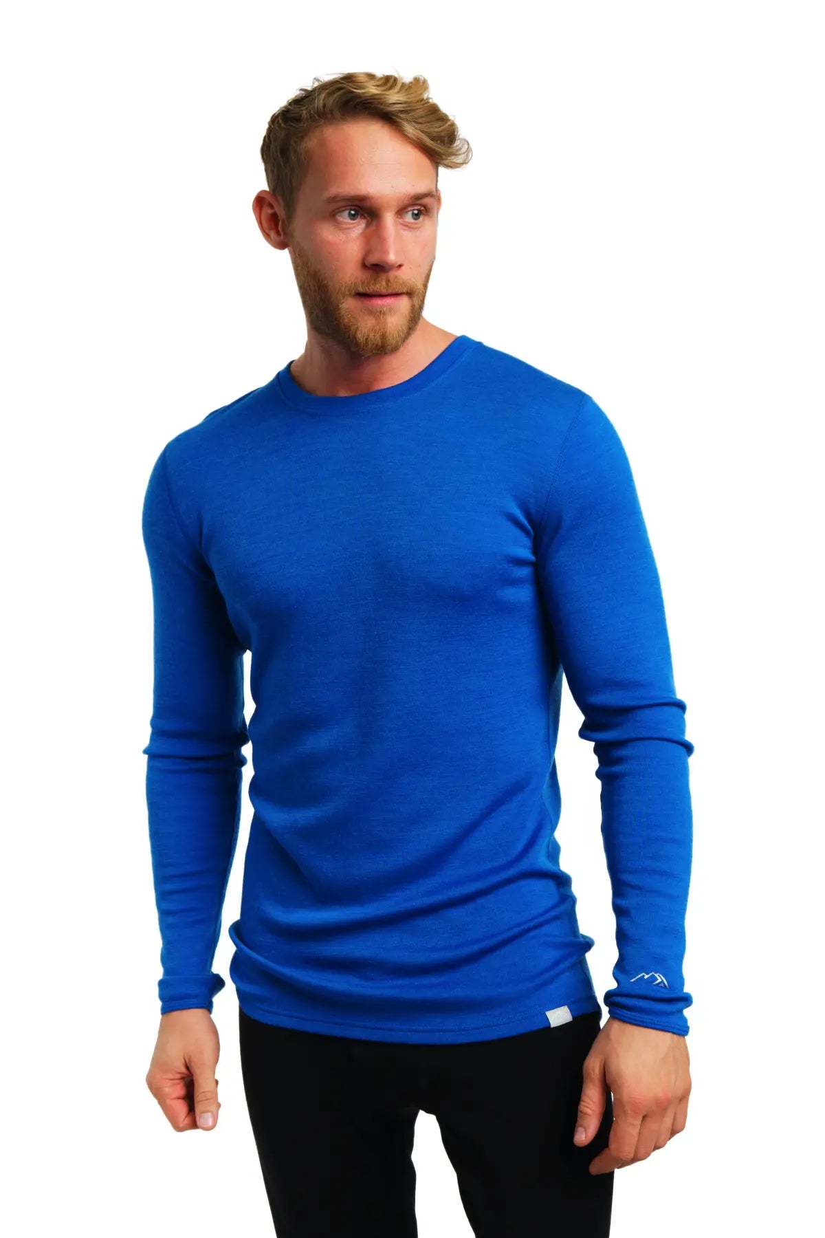 Premium Men's Merino Wool Long Sleeve Base Layer Shirt - 250 GSM Thermal Underwear for Hiking, Skiing & Winter Sports - Cobalt Blue