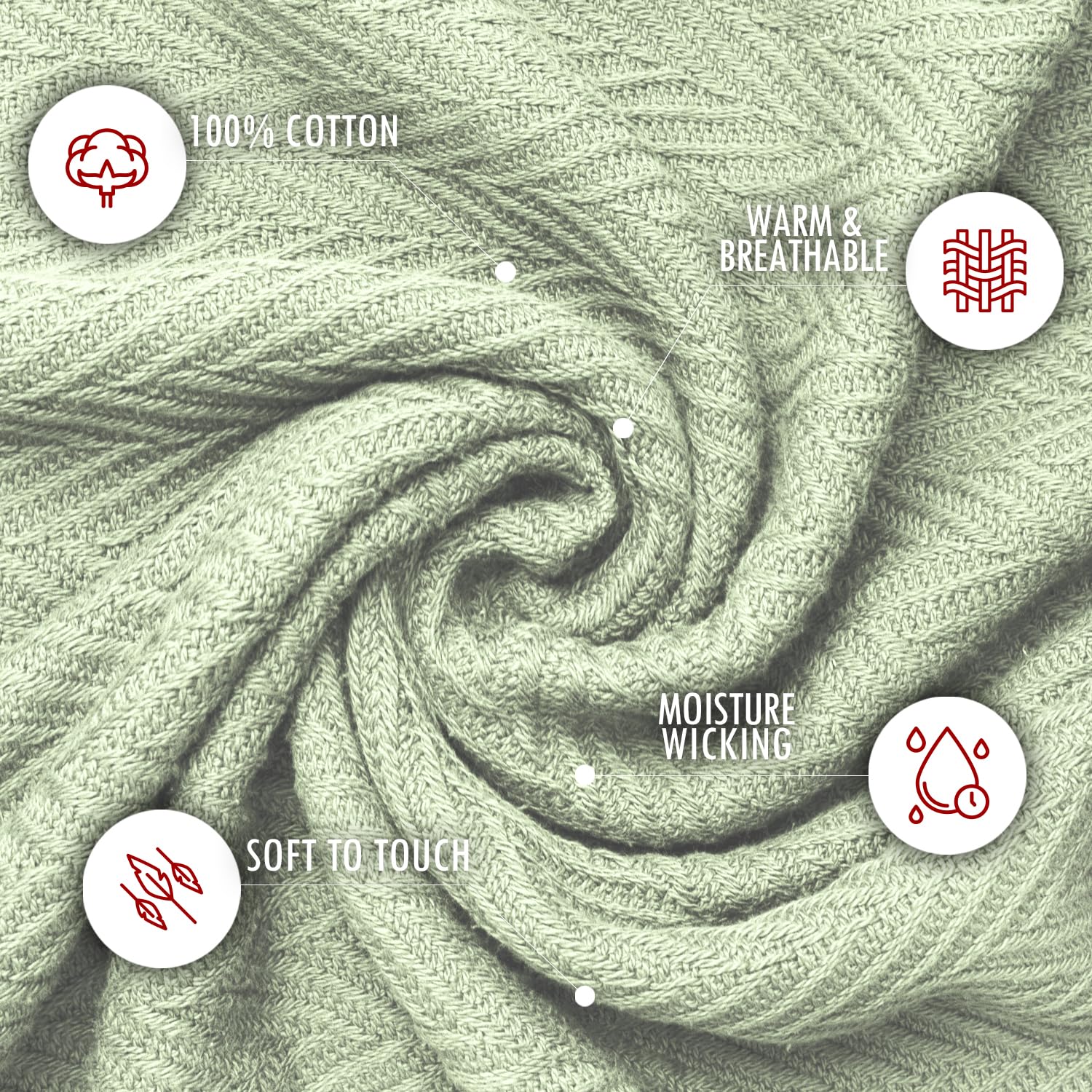Infinitee Xclusives 100% Cotton Queen Size Blanket 90x90 Inches - Lightweight Thermal Soft Breathable All Season Cozy Bedding for Adults - Perfect for Home, Office, Travel & Gifts (Regal Green)