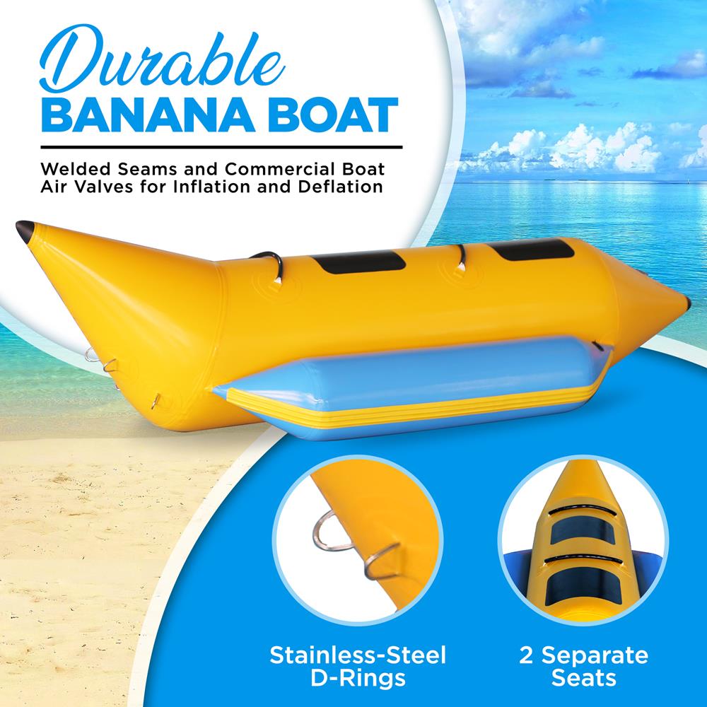 Inflatable Banana Boat for Water Sports - Fun Ride for Lakes, Beaches & Pools - Durable & Safe for Kids & Adults