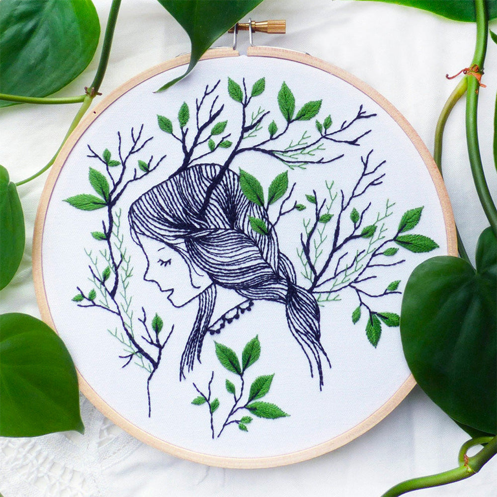 Forest Girl Hand Embroidery Kit for Beginners - DIY Embroidery Set with Hoop, Thread & Needles - Perfect for Home Decor, Gifts & Relaxation