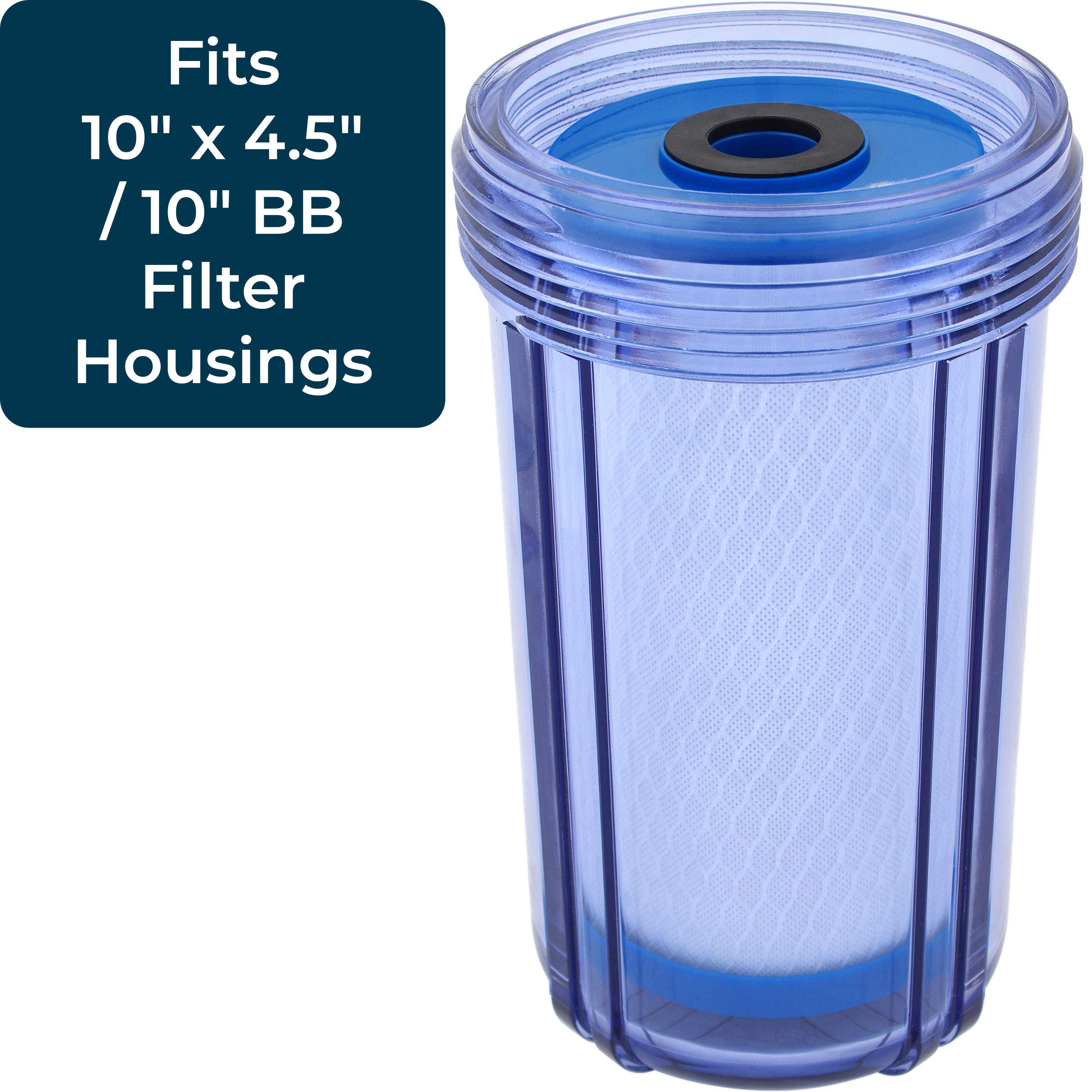 SpiroPure SP-EP-BB 10x4.5 Inch 5 Micron NSF Certified Coconut Shell Carbon Block Water Filter Cartridge - EP-BB 155548-43 CB-45-1005 (6-Pack) - Perfect for Under Sink Filtration, Refrigerator Water Systems & Whole House Water Purification