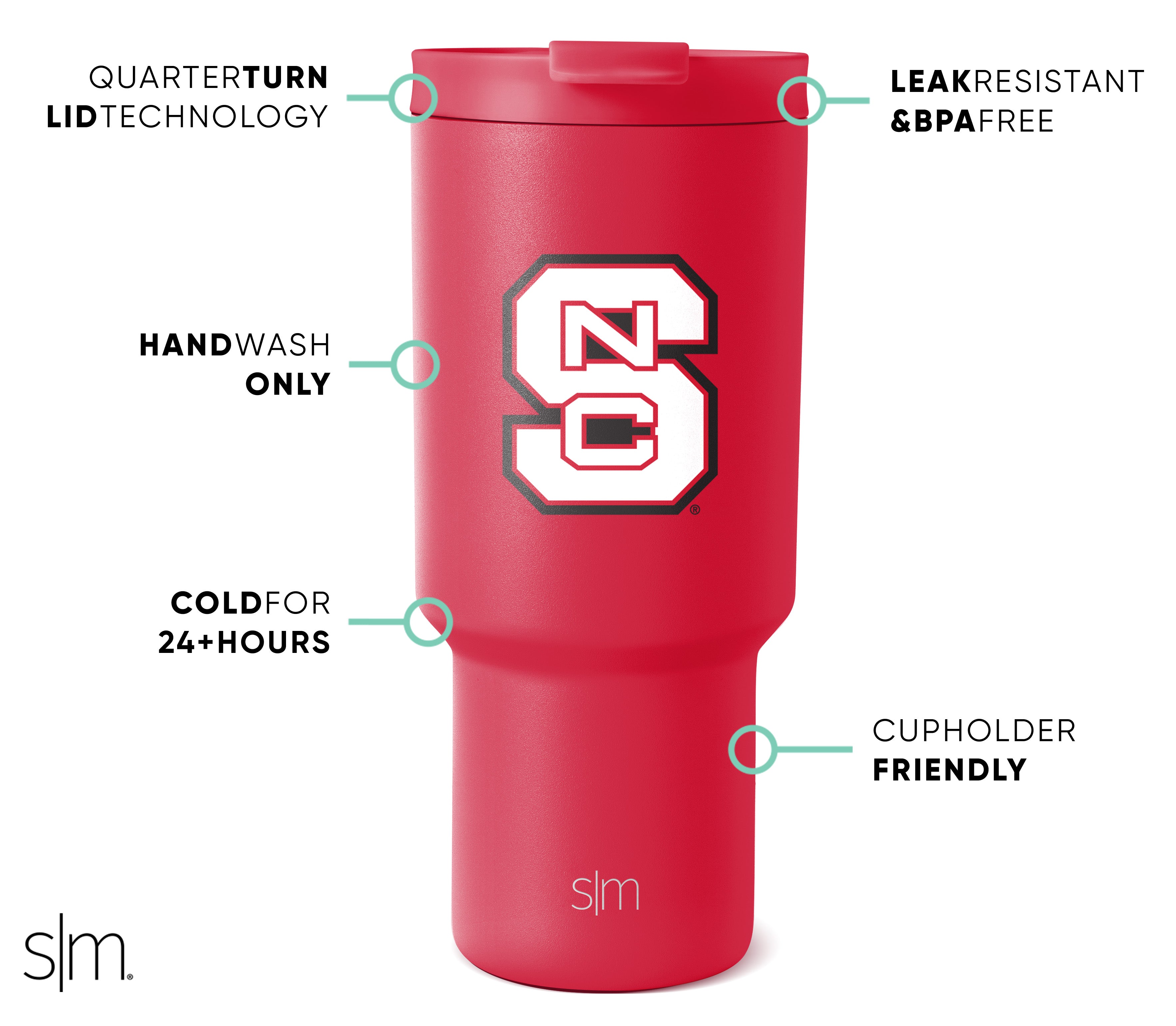 Collegiate Trek Tumbler - 20oz Insulated Stainless Steel Water Bottle with Lid & Straw - Perfect for College Students, Hiking, Travel & Outdoor Activities