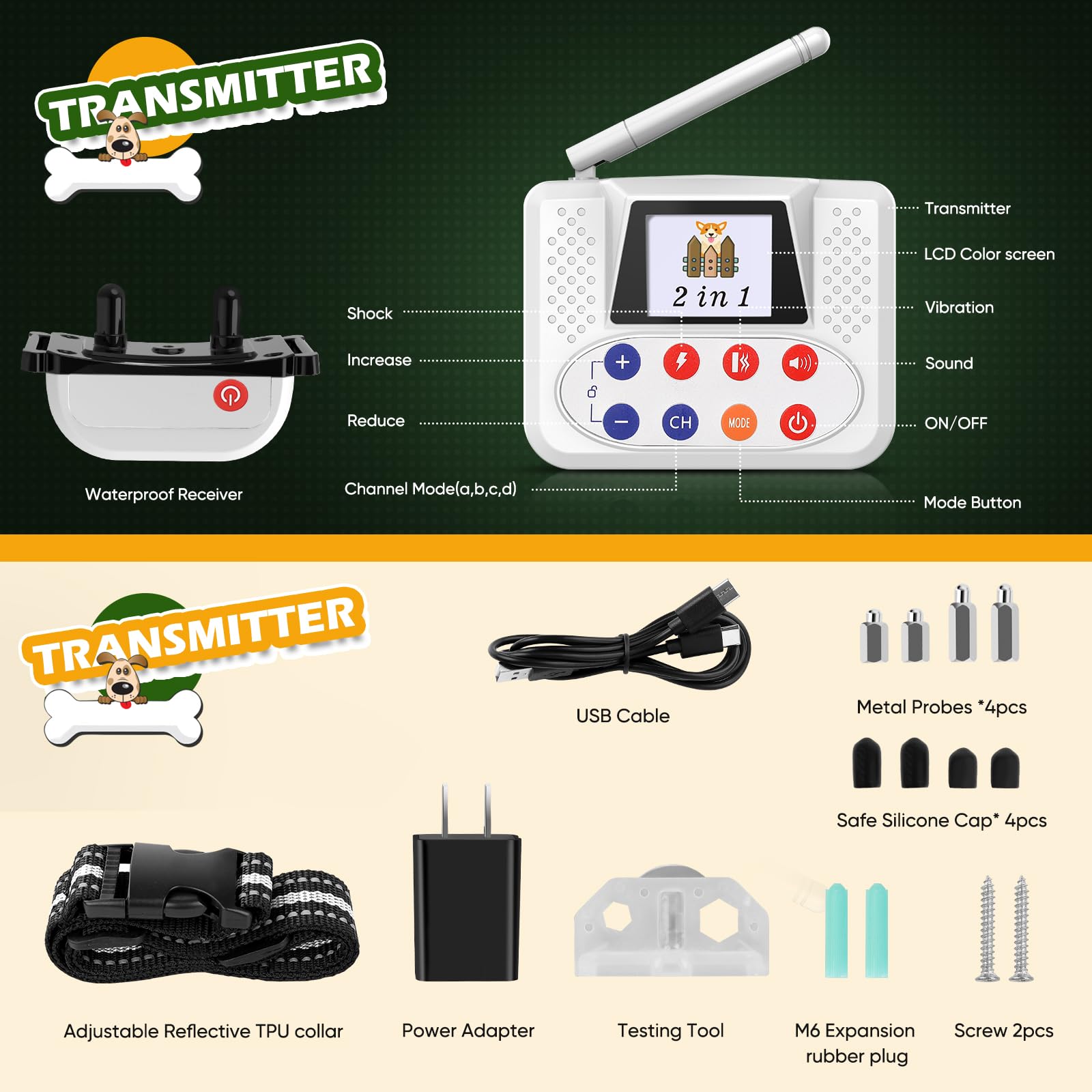 2025 Wireless Dog Fence System - Electric Pet Fence & Training Collar with Large LCD Display, 2.4GHz Antenna, Waterproof & Adjustable Perimeter Control - Perfect for Backyard, Farm, and Outdoor Dog Training