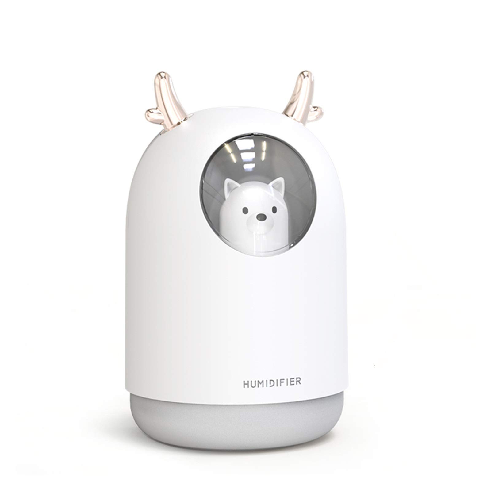 300ML White USB Pet Humidifier with Timer & Essential Oil Diffuser - Cool Mist Maker for Home, Bedroom, Office & Car - Aromatherapy Air Freshener with LED Night Light