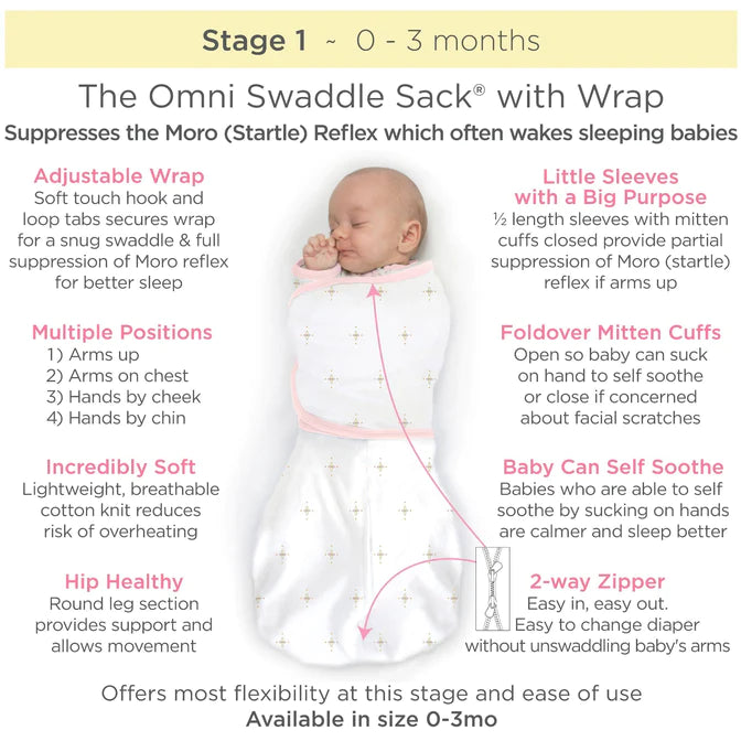 Omni Swaddle Sack Gray - Soft Baby Swaddle Blanket for Newborns & Infants - Perfect for Sleep, Swaddling & Comfort - BGB 0013