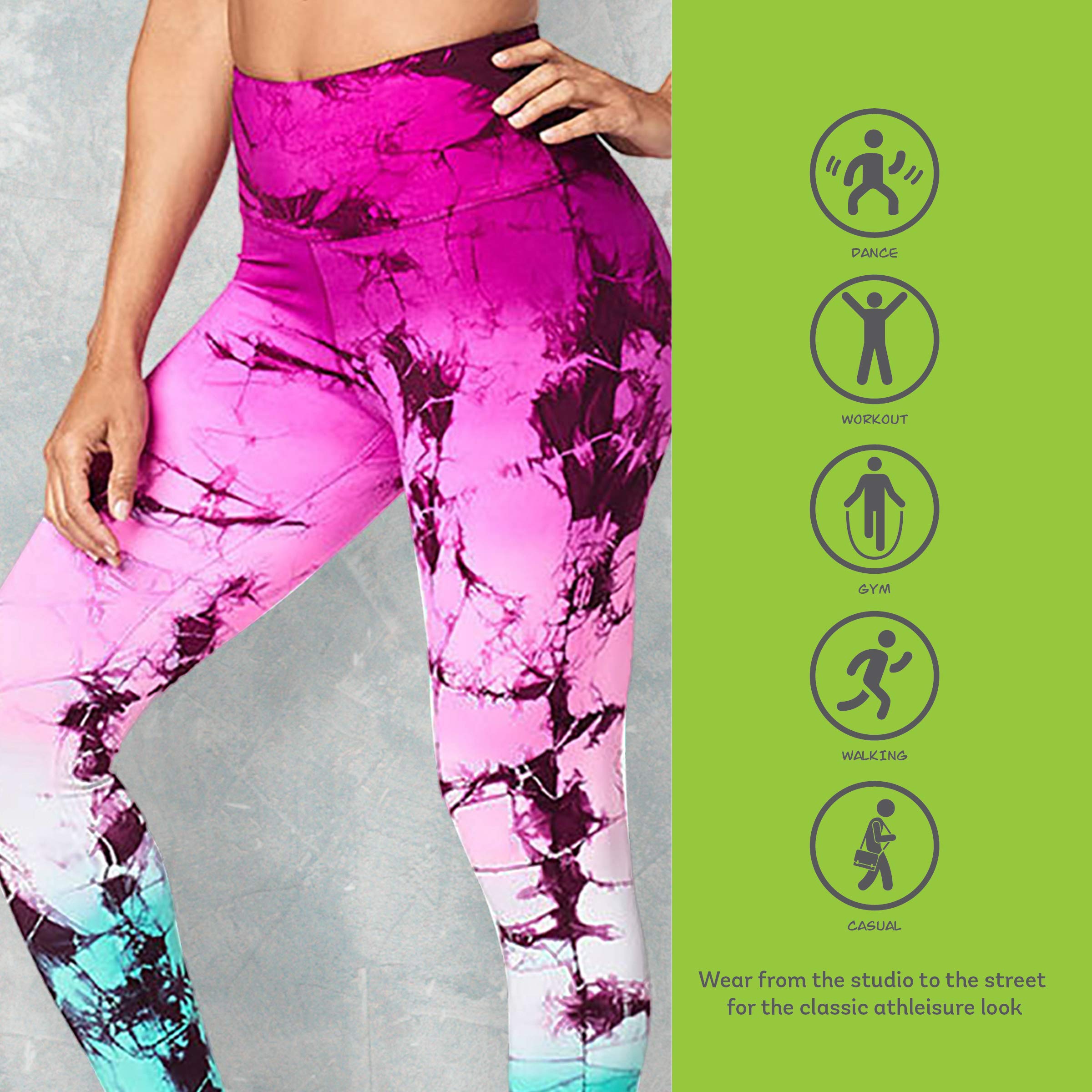 Zumba Dance Workout Leggings for Women - High Waist Compression Yoga Pants with Jacquard Waistband | Perfect for Dance Fitness, Yoga & Gym Workouts