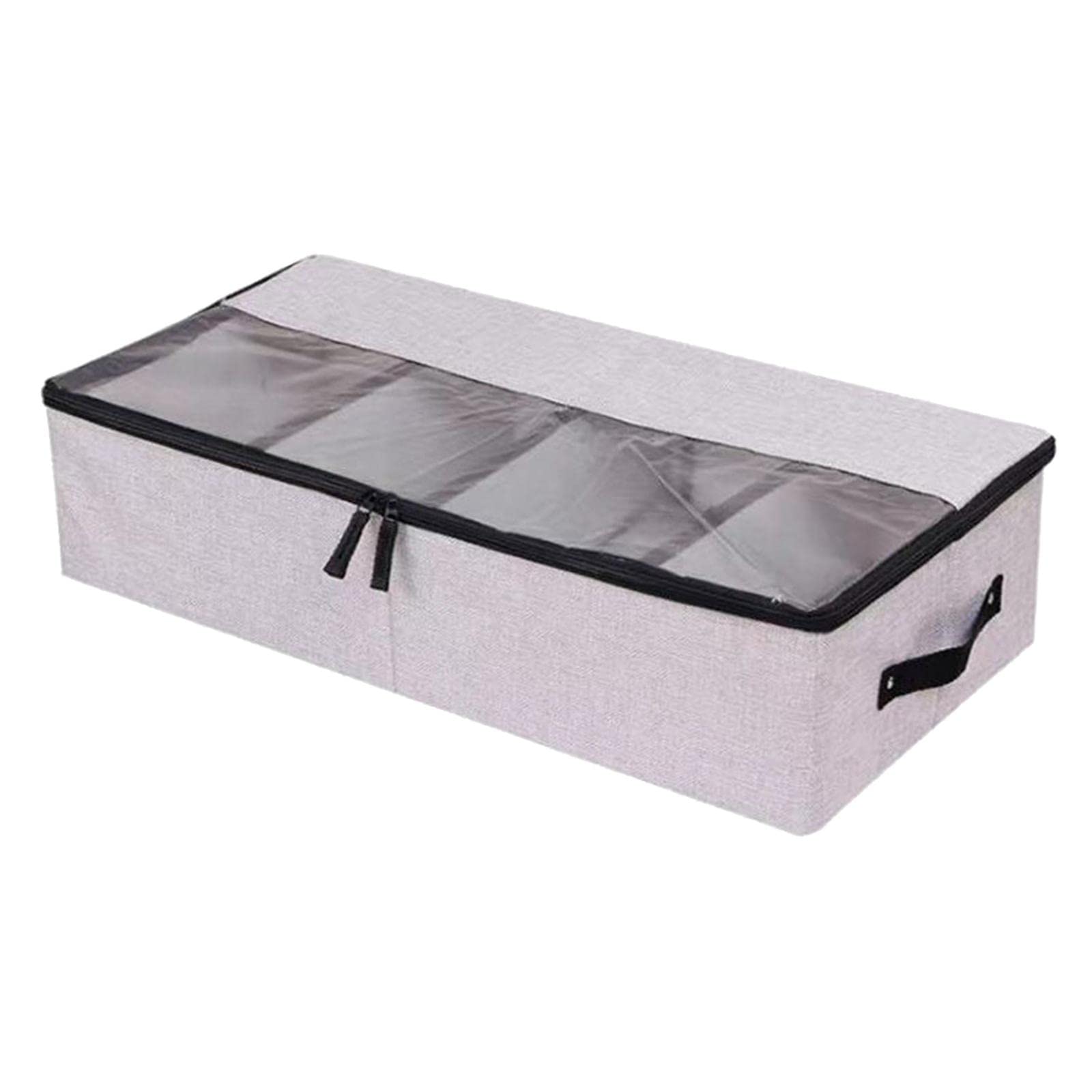 Gazechimp Under Bed Storage Containers with Lids - Foldable Clothes Organizer Bins with Handles & 2 Zippers - Stackable Bedding Storage Box for Comforters, Blankets & Seasonal Clothes - Light Grey - Perfect for Small Spaces, Dorm Rooms & Apartment Organization